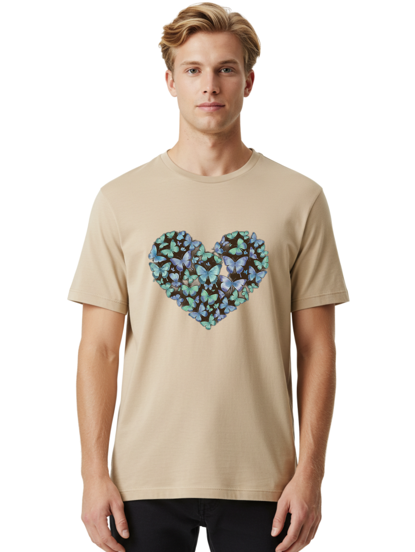 Heart-Of-Butterflies-1 Men'S Graphic Tee, 100% Cotton, Comfortable Casual Summer Wear, Machine Washable, Vintage Camera, Old Camera, Antique Camera, Black Camera, Classic Photography, Photography Equipment, Nostalgic Device, Film Camera, Baj488