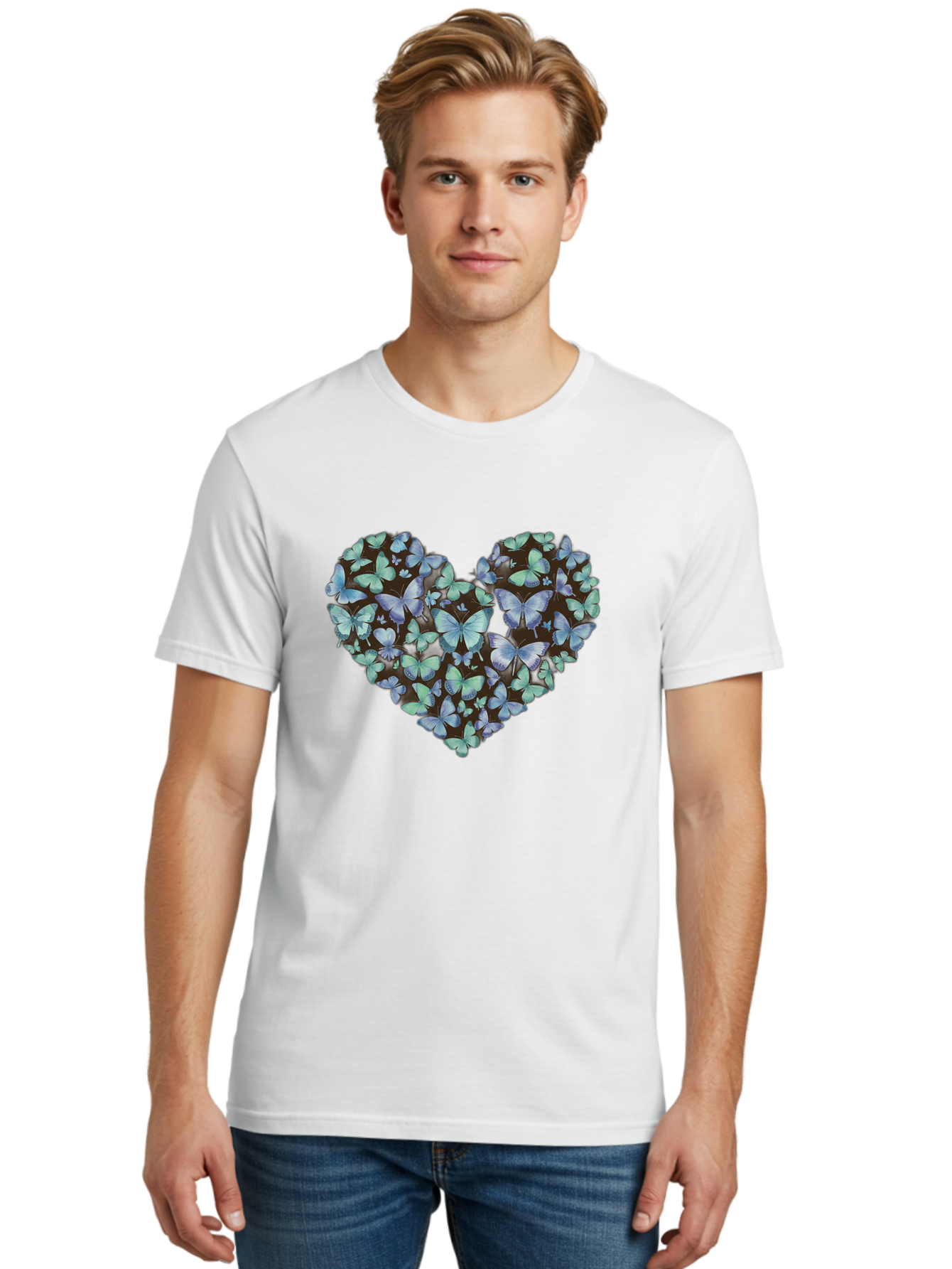 Heart-Of-Butterflies-1 Men'S Graphic Tee, 100% Cotton, Comfortable Casual Summer Wear, Machine Washable, Vintage Camera, Old Camera, Antique Camera, Black Camera, Classic Photography, Photography Equipment, Nostalgic Device, Film Camera, Baj488