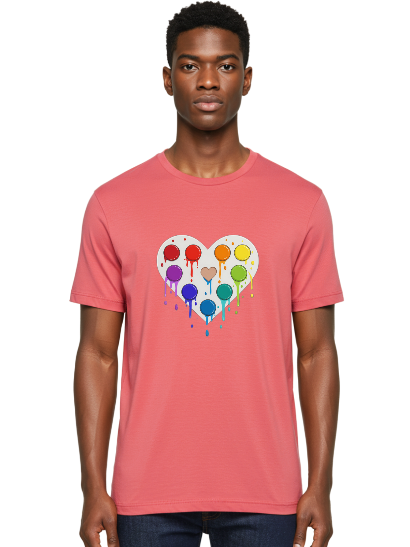 Heart-Paint-Palette Men'S Graphic Tee, 100% Cotton, Comfortable Casual Summer Wear, Machine Washable, Vintage Camera, Old Camera, Antique Camera, Black Camera, Classic Photography, Photography Equipment, Nostalgic Device, Film Camera, Baj490