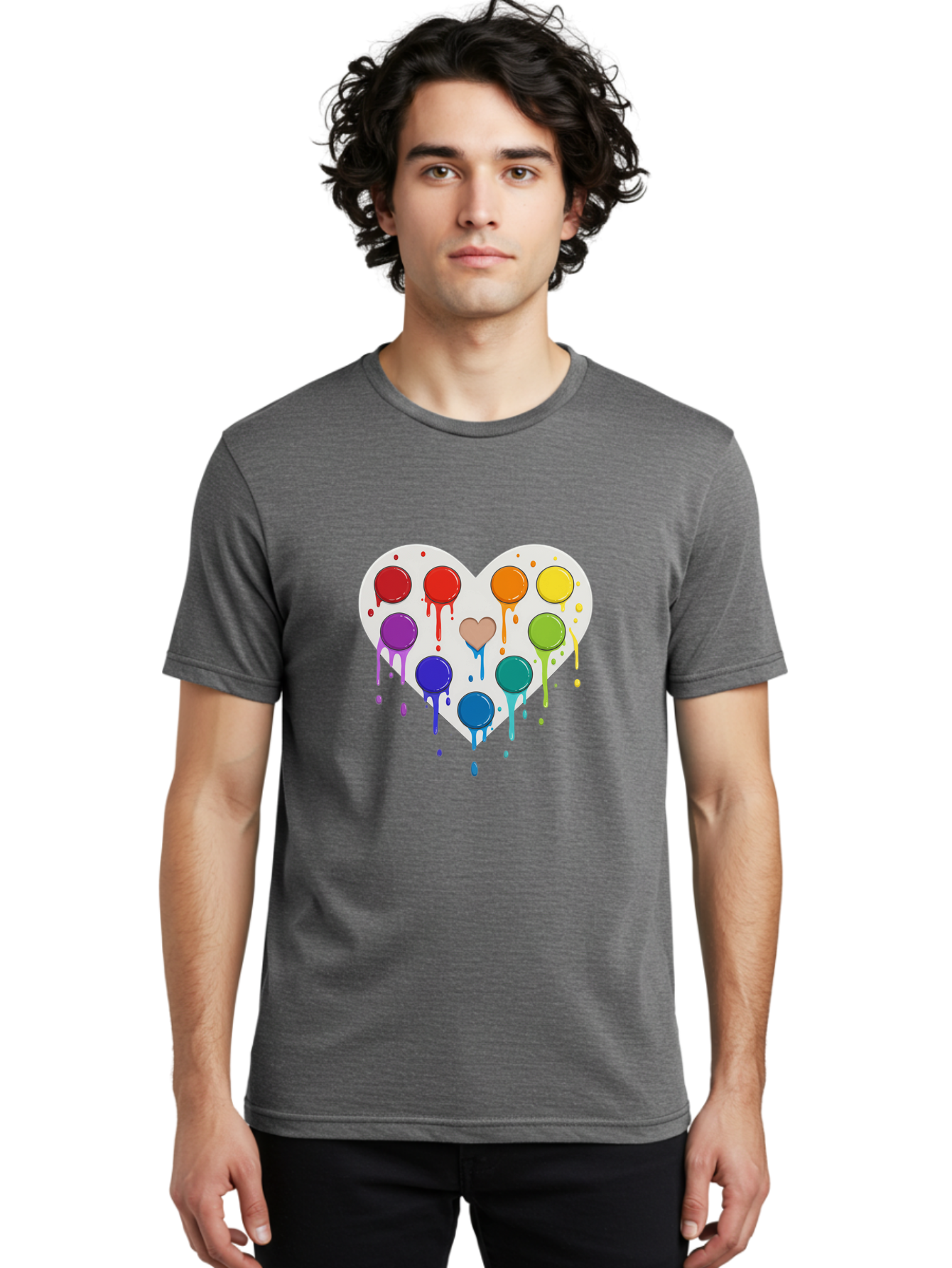 Heart-Paint-Palette Men'S Graphic Tee, 100% Cotton, Comfortable Casual Summer Wear, Machine Washable, Vintage Camera, Old Camera, Antique Camera, Black Camera, Classic Photography, Photography Equipment, Nostalgic Device, Film Camera, Baj490