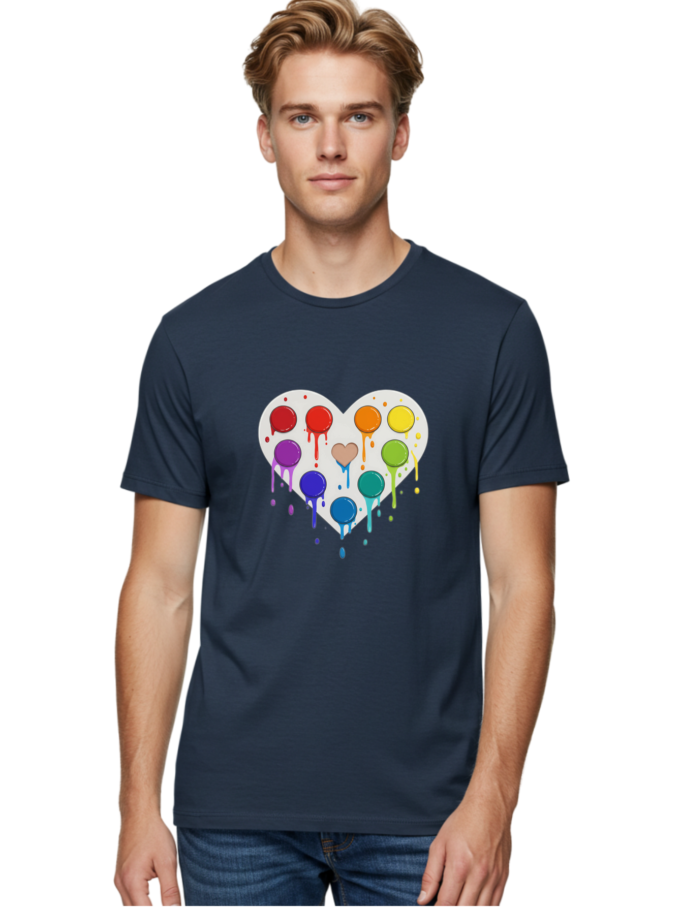 Heart-Paint-Palette Men'S Graphic Tee, 100% Cotton, Comfortable Casual Summer Wear, Machine Washable, Vintage Camera, Old Camera, Antique Camera, Black Camera, Classic Photography, Photography Equipment, Nostalgic Device, Film Camera, Baj490