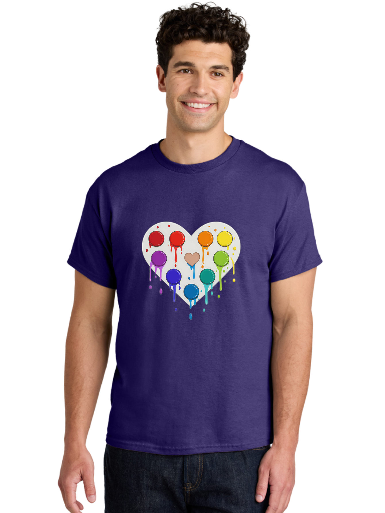 Heart-Paint-Palette Men'S Graphic Tee, 100% Cotton, Comfortable Casual Summer Wear, Machine Washable, Vintage Camera, Old Camera, Antique Camera, Black Camera, Classic Photography, Photography Equipment, Nostalgic Device, Film Camera, Baj490