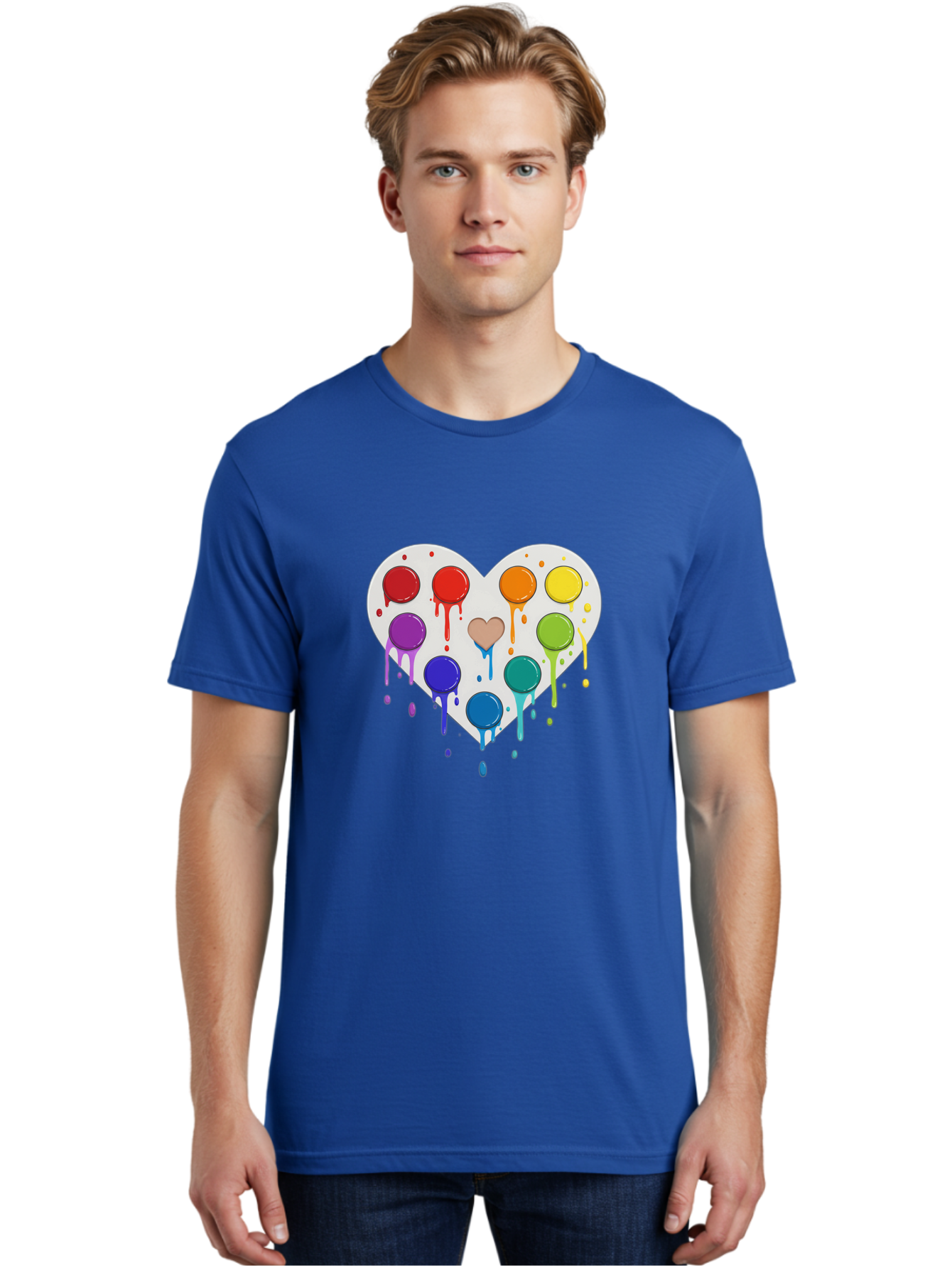 Heart-Paint-Palette Men'S Graphic Tee, 100% Cotton, Comfortable Casual Summer Wear, Machine Washable, Vintage Camera, Old Camera, Antique Camera, Black Camera, Classic Photography, Photography Equipment, Nostalgic Device, Film Camera, Baj490