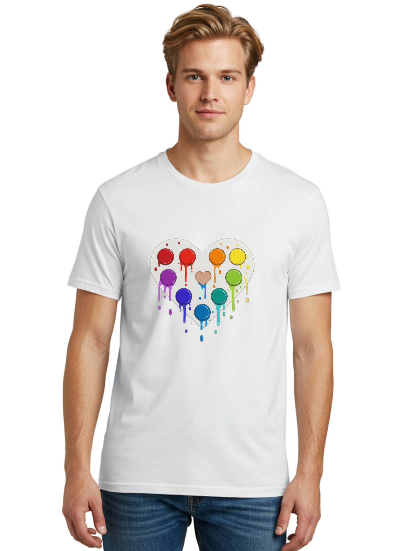 Heart-Paint-Palette Men'S Graphic Tee, 100% Cotton, Comfortable Casual Summer Wear, Machine Washable, Vintage Camera, Old Camera, Antique Camera, Black Camera, Classic Photography, Photography Equipment, Nostalgic Device, Film Camera, Baj490