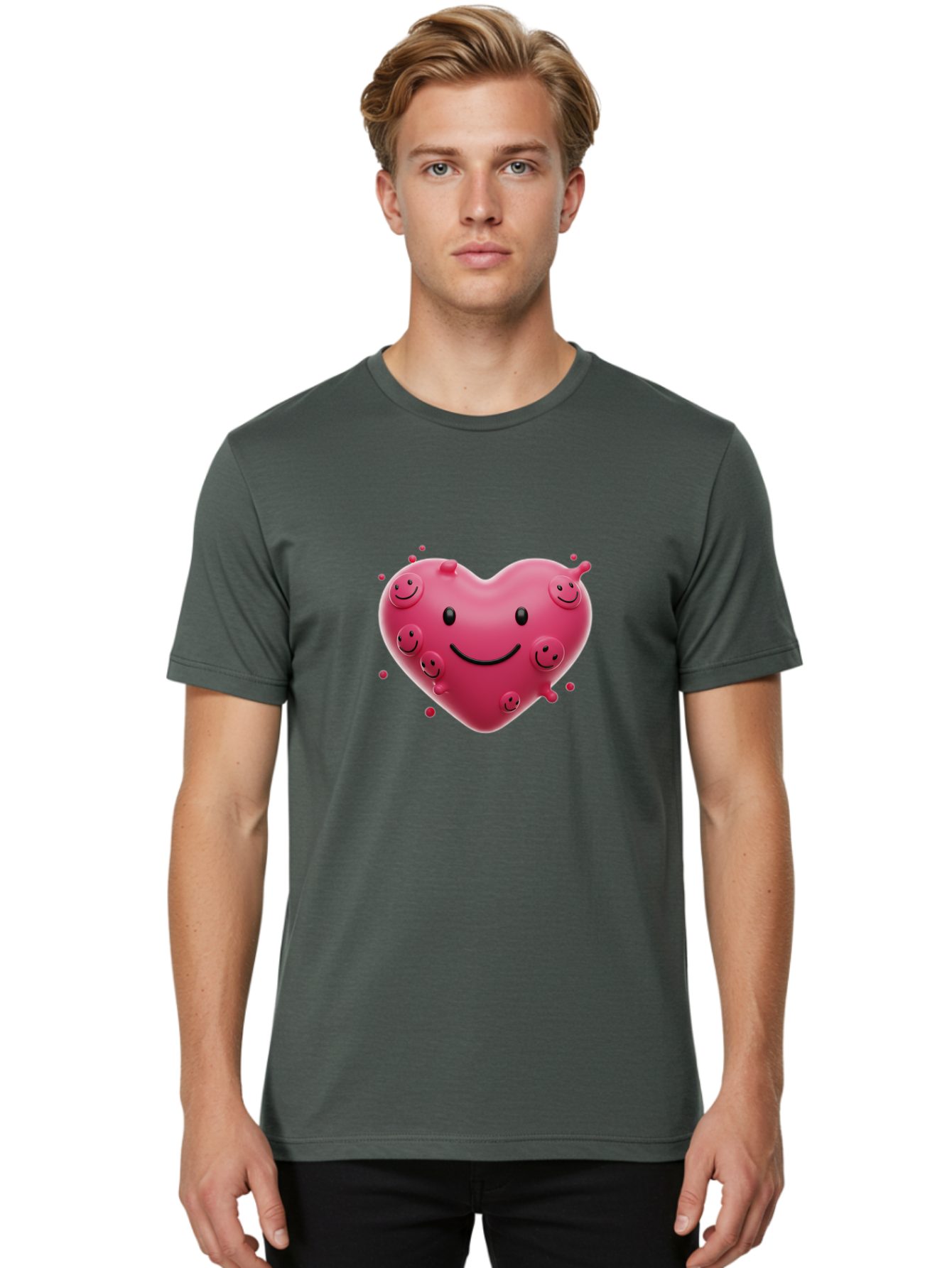 Heart-Smiley-Face Men'S Graphic Tee, 100% Cotton, Comfortable Casual Summer Wear, Machine Washable, Vintage Camera, Old Camera, Antique Camera, Black Camera, Classic Photography, Photography Equipment, Nostalgic Device, Film Camera, Camera Art Baj492