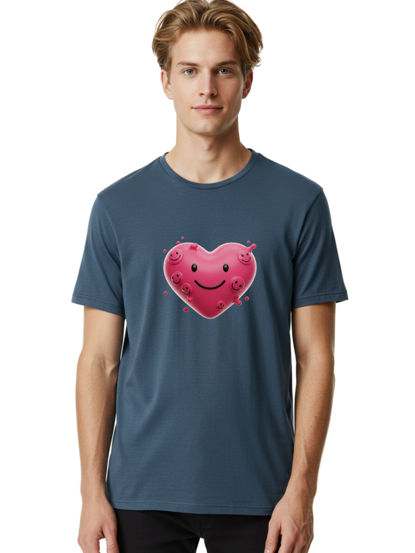 Heart-Smiley-Face Men'S Graphic Tee, 100% Cotton, Comfortable Casual Summer Wear, Machine Washable, Vintage Camera, Old Camera, Antique Camera, Black Camera, Classic Photography, Photography Equipment, Nostalgic Device, Film Camera, Camera Art Baj492