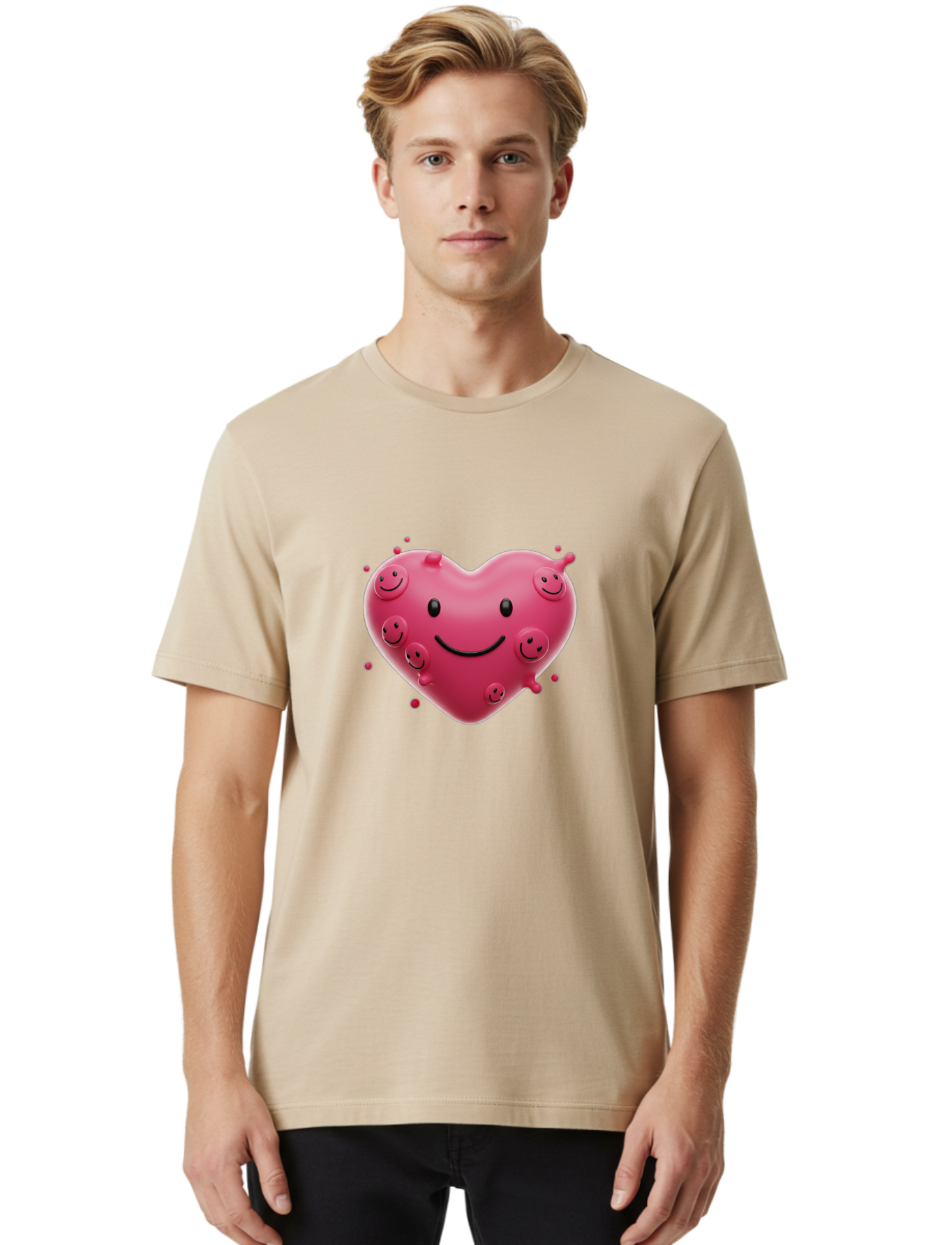 Heart-Smiley-Face Men'S Graphic Tee, 100% Cotton, Comfortable Casual Summer Wear, Machine Washable, Vintage Camera, Old Camera, Antique Camera, Black Camera, Classic Photography, Photography Equipment, Nostalgic Device, Film Camera, Camera Art Baj492