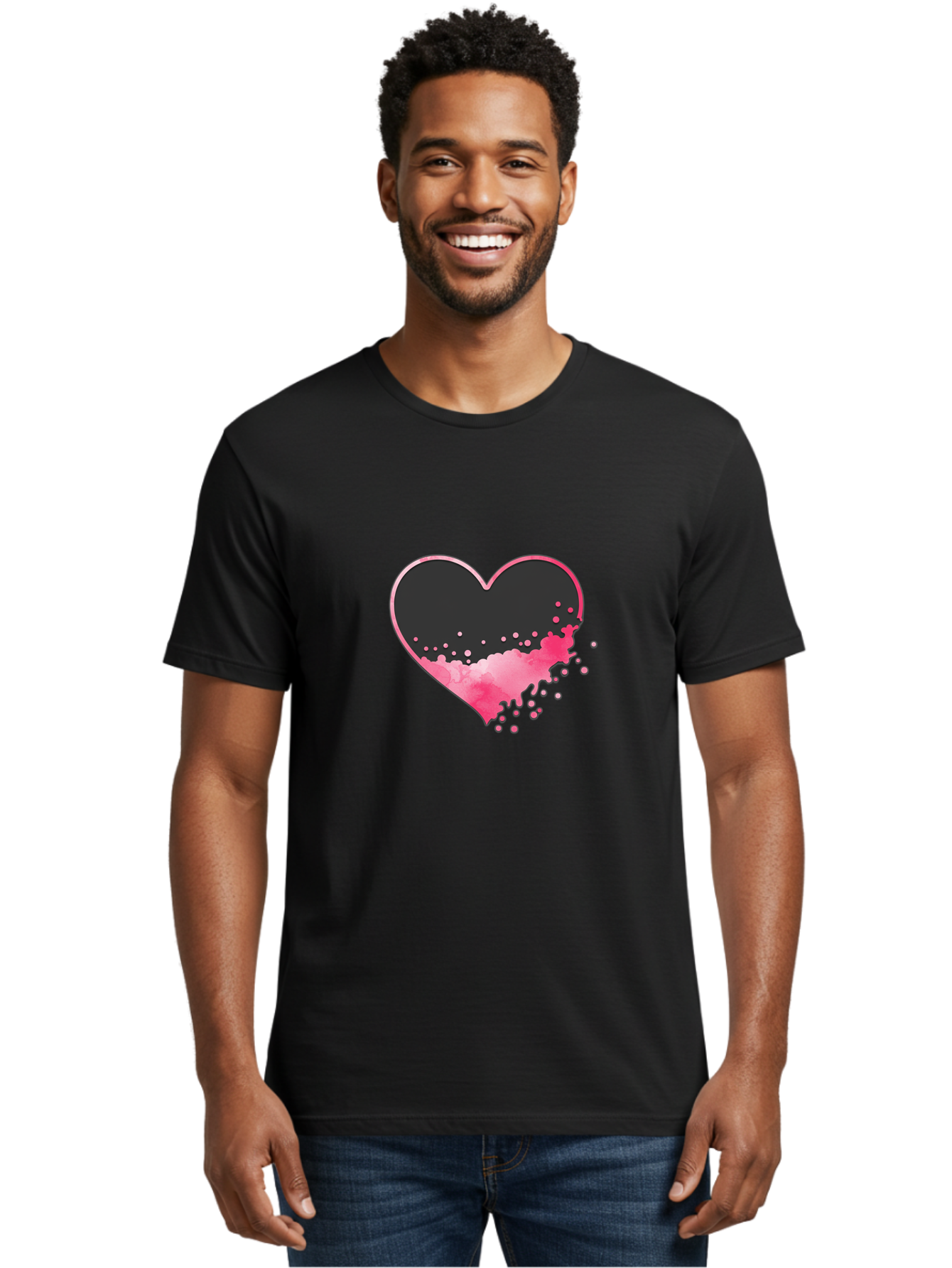 Heart-Splatter Men'S Graphic Tee, 100% Cotton, Comfortable Casual Summer Wear, Machine Washable, Vintage Camera, Old Camera, Antique Camera, Black Camera, Classic Photography, Photography Equipment, Nostalgic Device, Film Camera, Camera Art Baj493