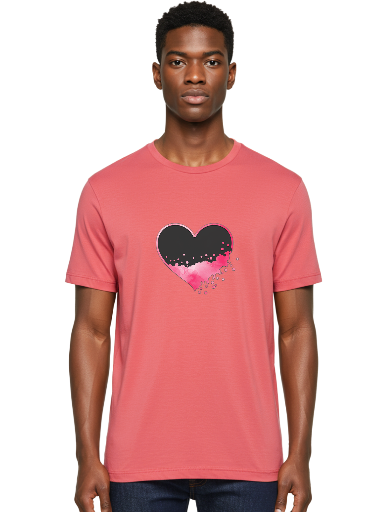 Heart-Splatter Men'S Graphic Tee, 100% Cotton, Comfortable Casual Summer Wear, Machine Washable, Vintage Camera, Old Camera, Antique Camera, Black Camera, Classic Photography, Photography Equipment, Nostalgic Device, Film Camera, Camera Art Baj493