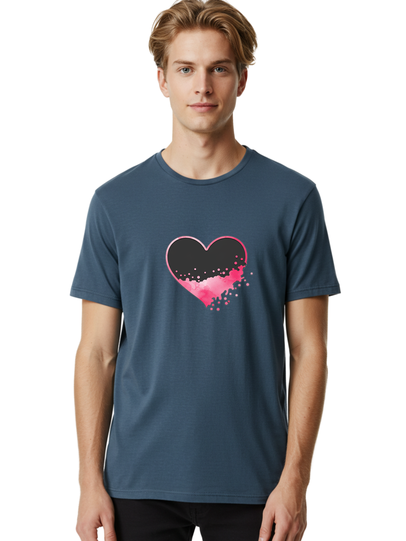 Heart-Splatter Men'S Graphic Tee, 100% Cotton, Comfortable Casual Summer Wear, Machine Washable, Vintage Camera, Old Camera, Antique Camera, Black Camera, Classic Photography, Photography Equipment, Nostalgic Device, Film Camera, Camera Art Baj493