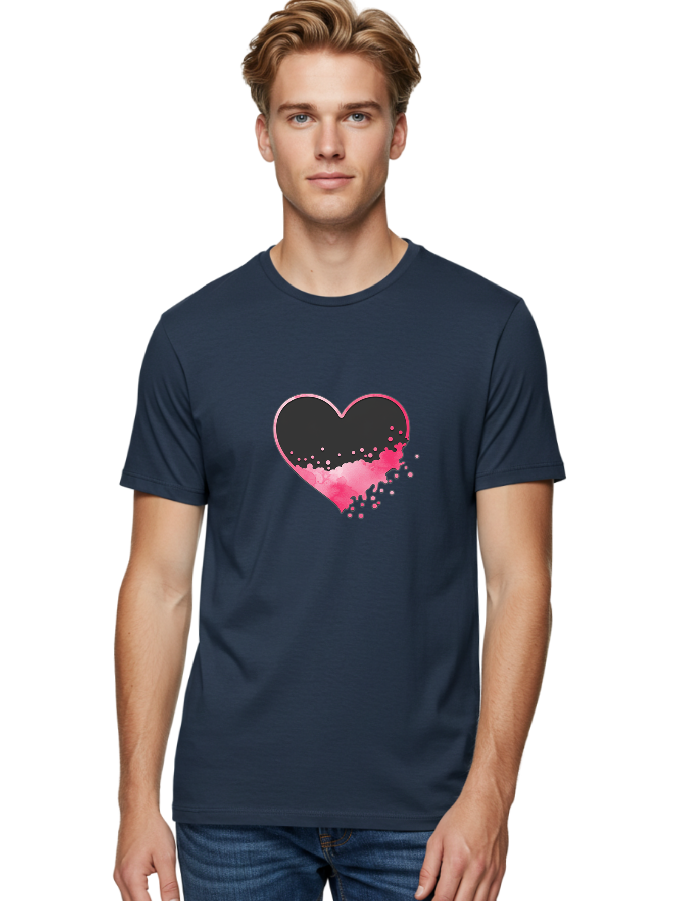 Heart-Splatter Men'S Graphic Tee, 100% Cotton, Comfortable Casual Summer Wear, Machine Washable, Vintage Camera, Old Camera, Antique Camera, Black Camera, Classic Photography, Photography Equipment, Nostalgic Device, Film Camera, Camera Art Baj493