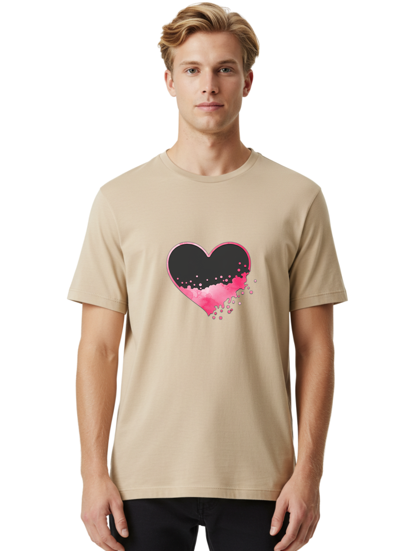 Heart-Splatter Men'S Graphic Tee, 100% Cotton, Comfortable Casual Summer Wear, Machine Washable, Vintage Camera, Old Camera, Antique Camera, Black Camera, Classic Photography, Photography Equipment, Nostalgic Device, Film Camera, Camera Art Baj493