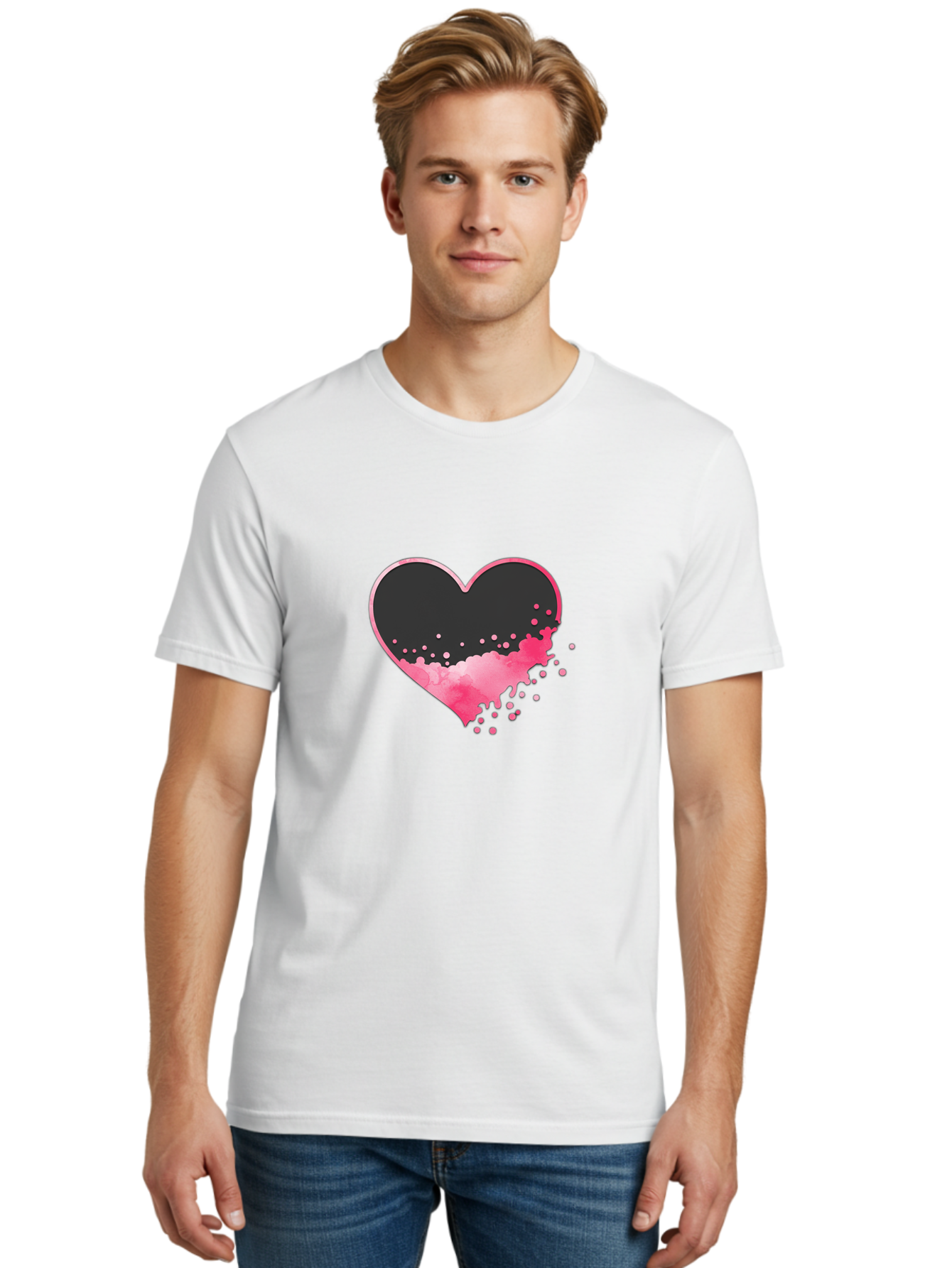 Heart-Splatter Men'S Graphic Tee, 100% Cotton, Comfortable Casual Summer Wear, Machine Washable, Vintage Camera, Old Camera, Antique Camera, Black Camera, Classic Photography, Photography Equipment, Nostalgic Device, Film Camera, Camera Art Baj493