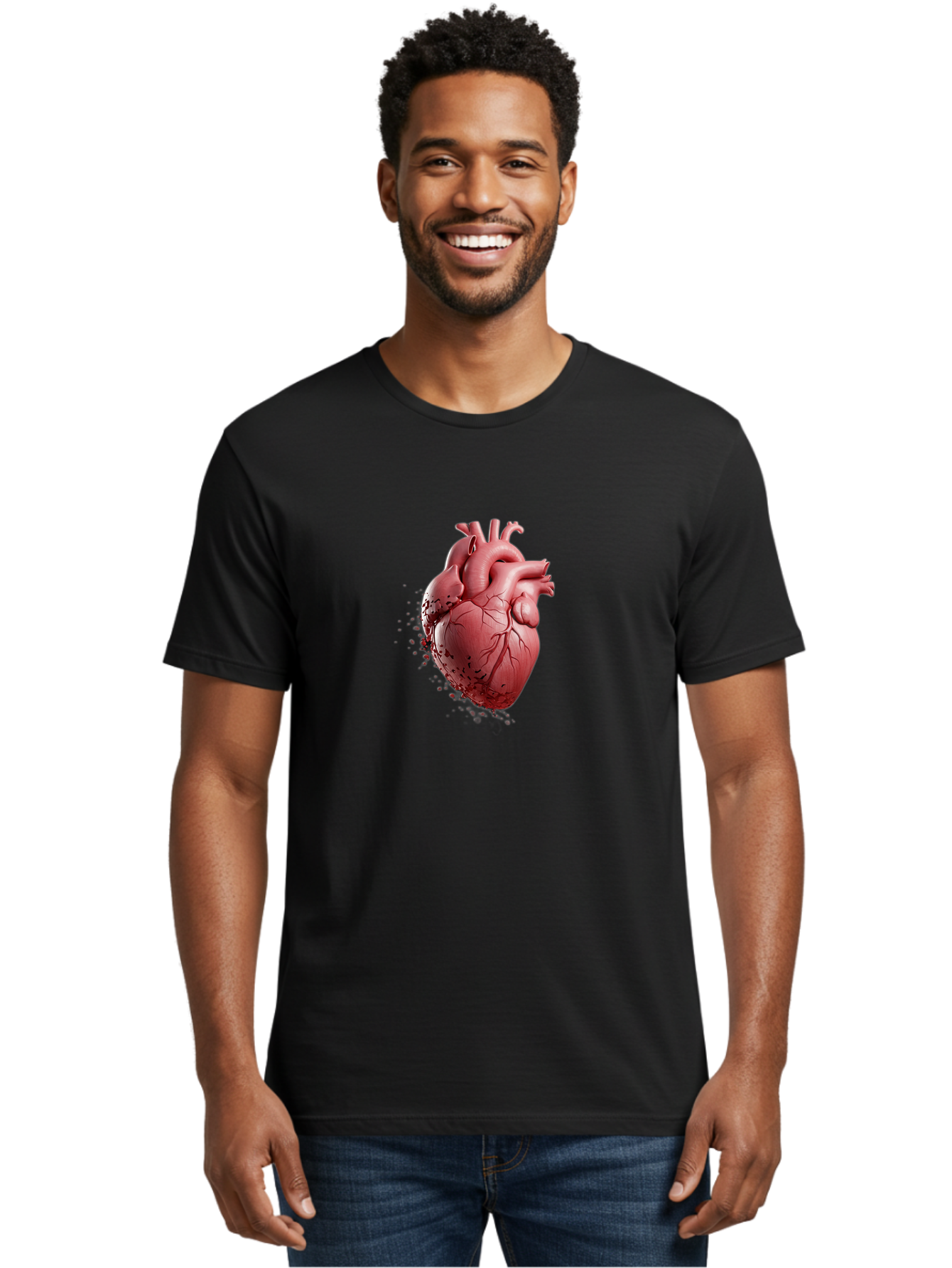 Human-Heart-1 Men'S Graphic Tee, 100% Cotton, Comfortable Casual Summer Wear, Machine Washable, Vintage Camera, Old Camera, Antique Camera, Black Camera, Classic Photography, Photography Equipment, Nostalgic Device, Film Camera, Camera Art Baj497