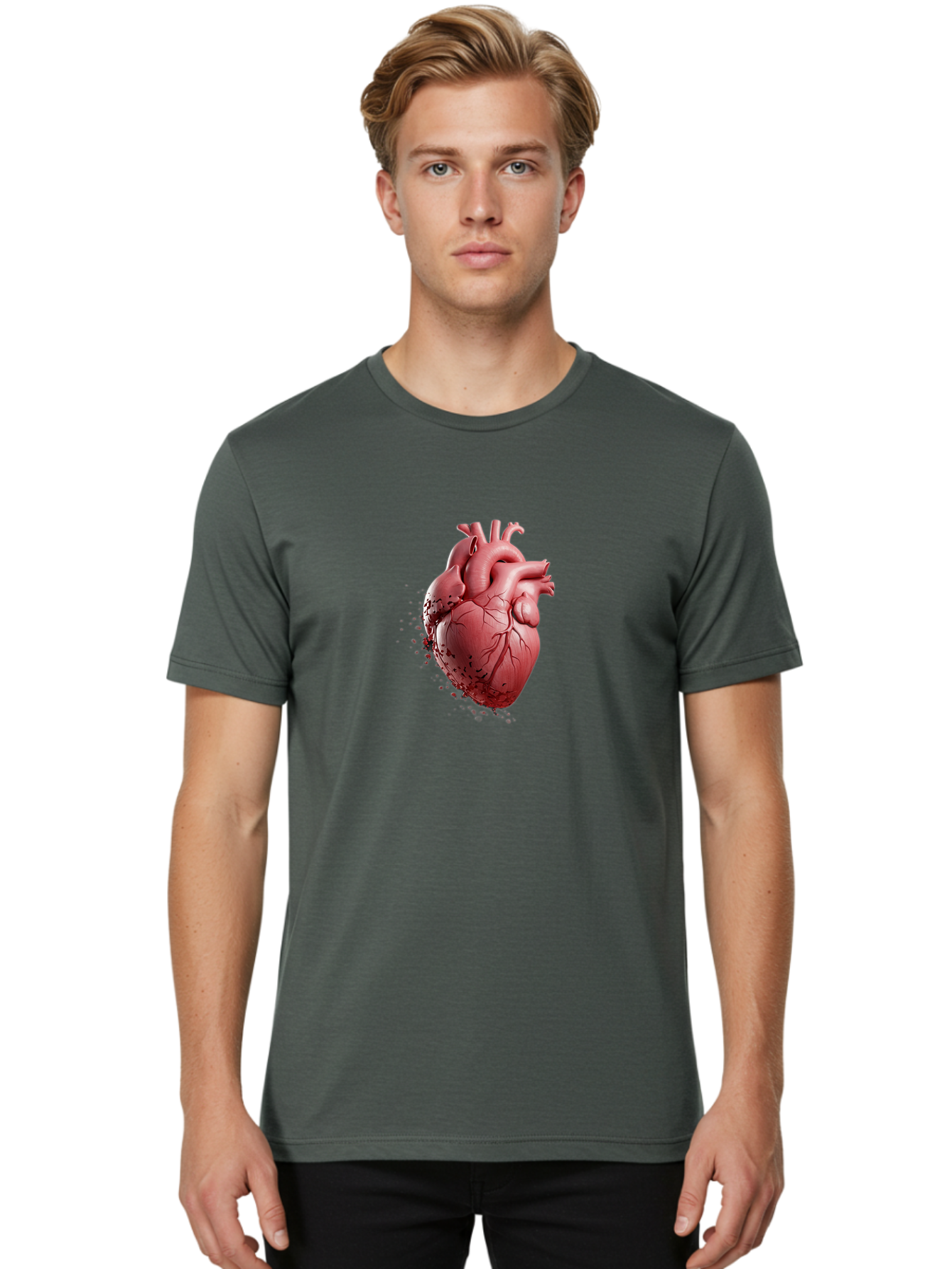 Human-Heart-1 Men'S Graphic Tee, 100% Cotton, Comfortable Casual Summer Wear, Machine Washable, Vintage Camera, Old Camera, Antique Camera, Black Camera, Classic Photography, Photography Equipment, Nostalgic Device, Film Camera, Camera Art Baj497