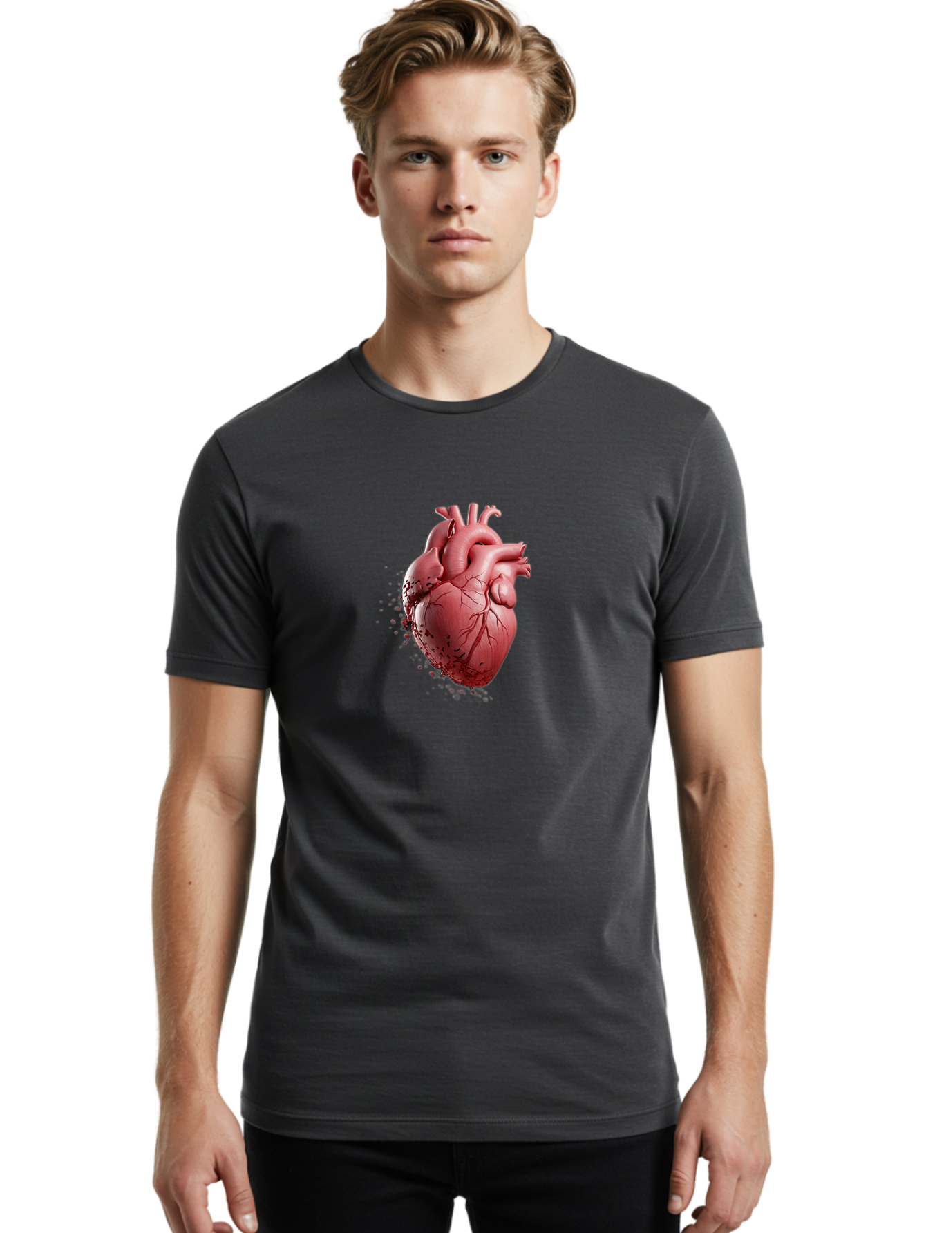 Human-Heart-1 Men'S Graphic Tee, 100% Cotton, Comfortable Casual Summer Wear, Machine Washable, Vintage Camera, Old Camera, Antique Camera, Black Camera, Classic Photography, Photography Equipment, Nostalgic Device, Film Camera, Camera Art Baj497
