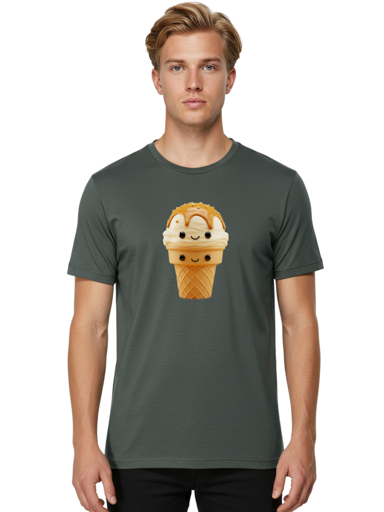 Ice-Cream-Cone-Character Men'S Graphic Tee, 100% Cotton, Comfortable Casual Summer Wear, Machine Washable, Vintage Camera, Old Camera, Antique Camera, Black Camera, Classic Photography, Photography Equipment, Nostalgic Device, Film Camera, Baj502