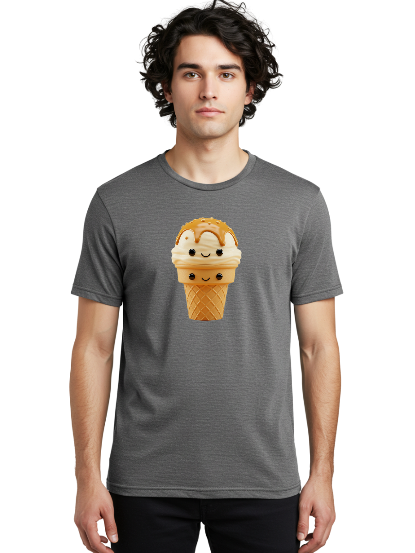 Ice-Cream-Cone-Character Men'S Graphic Tee, 100% Cotton, Comfortable Casual Summer Wear, Machine Washable, Vintage Camera, Old Camera, Antique Camera, Black Camera, Classic Photography, Photography Equipment, Nostalgic Device, Film Camera, Baj502