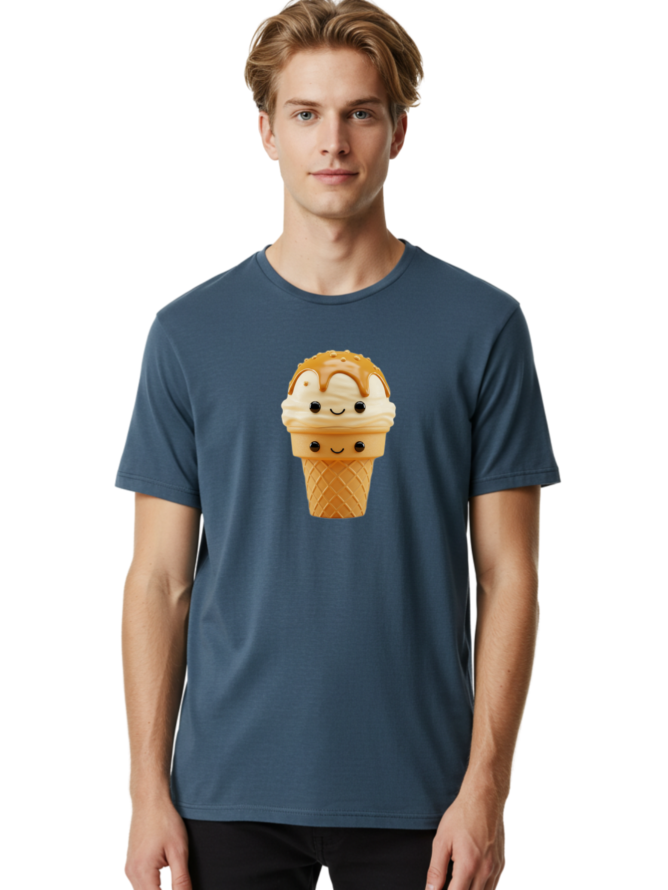 Ice-Cream-Cone-Character Men'S Graphic Tee, 100% Cotton, Comfortable Casual Summer Wear, Machine Washable, Vintage Camera, Old Camera, Antique Camera, Black Camera, Classic Photography, Photography Equipment, Nostalgic Device, Film Camera, Baj502