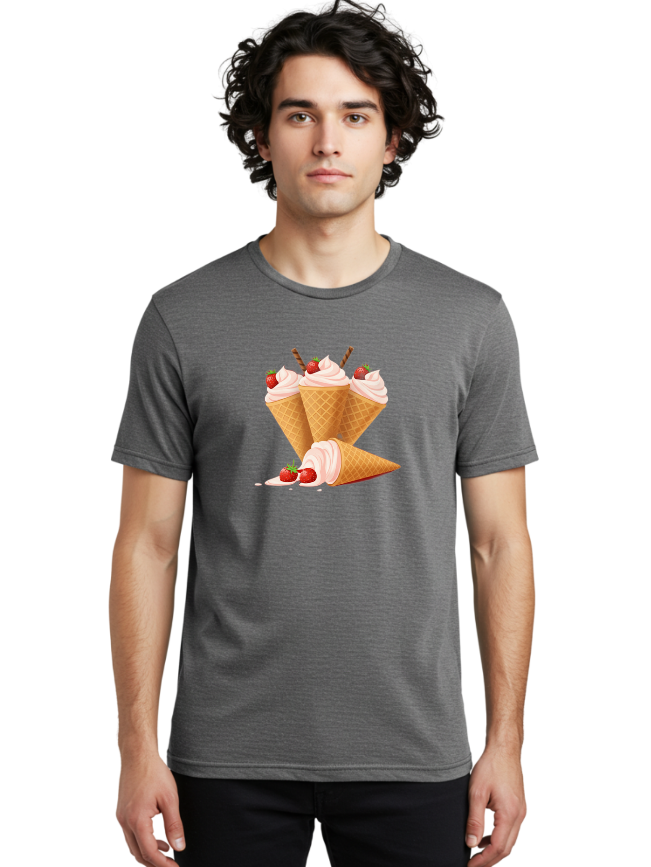 Ice-Cream-Cones-2 Men'S Graphic Tee, 100% Cotton, Comfortable Casual Summer Wear, Machine Washable, Vintage Camera, Old Camera, Antique Camera, Black Camera, Classic Photography, Photography Equipment, Nostalgic Device, Film Camera, Camera Art Baj505