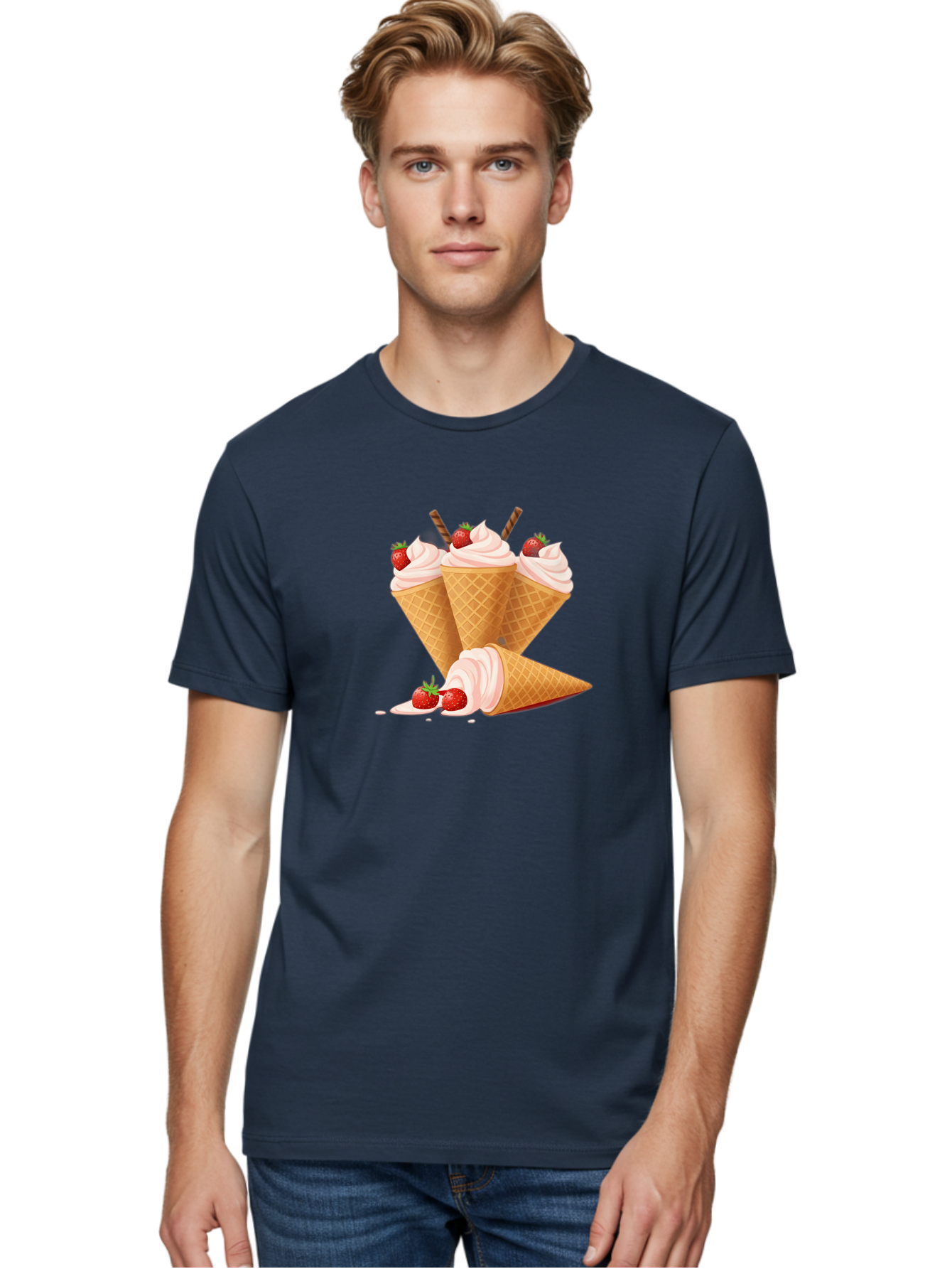 Ice-Cream-Cones-2 Men'S Graphic Tee, 100% Cotton, Comfortable Casual Summer Wear, Machine Washable, Vintage Camera, Old Camera, Antique Camera, Black Camera, Classic Photography, Photography Equipment, Nostalgic Device, Film Camera, Camera Art Baj505