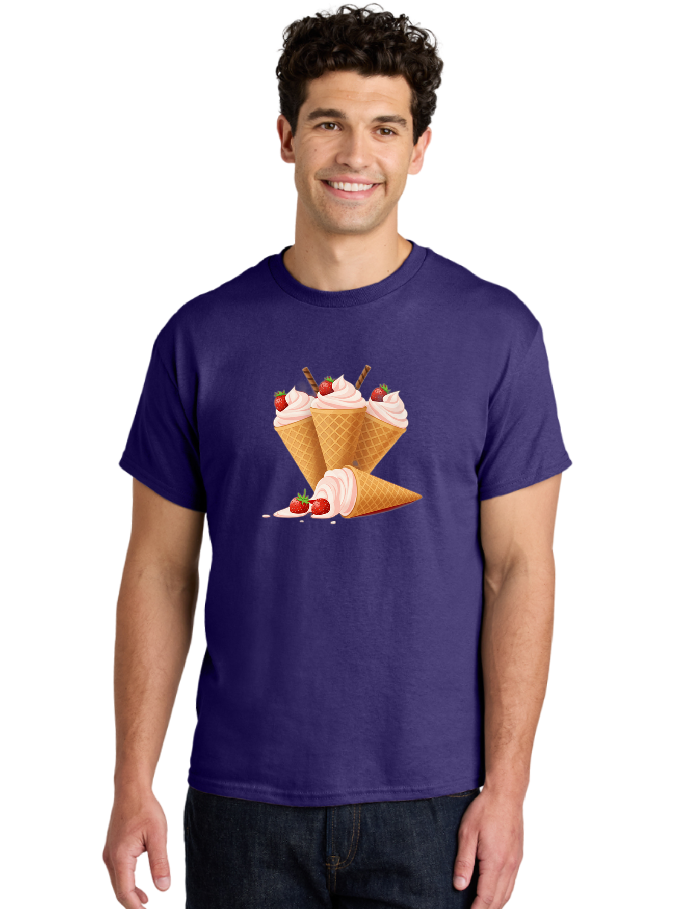 Ice-Cream-Cones-2 Men'S Graphic Tee, 100% Cotton, Comfortable Casual Summer Wear, Machine Washable, Vintage Camera, Old Camera, Antique Camera, Black Camera, Classic Photography, Photography Equipment, Nostalgic Device, Film Camera, Camera Art Baj505