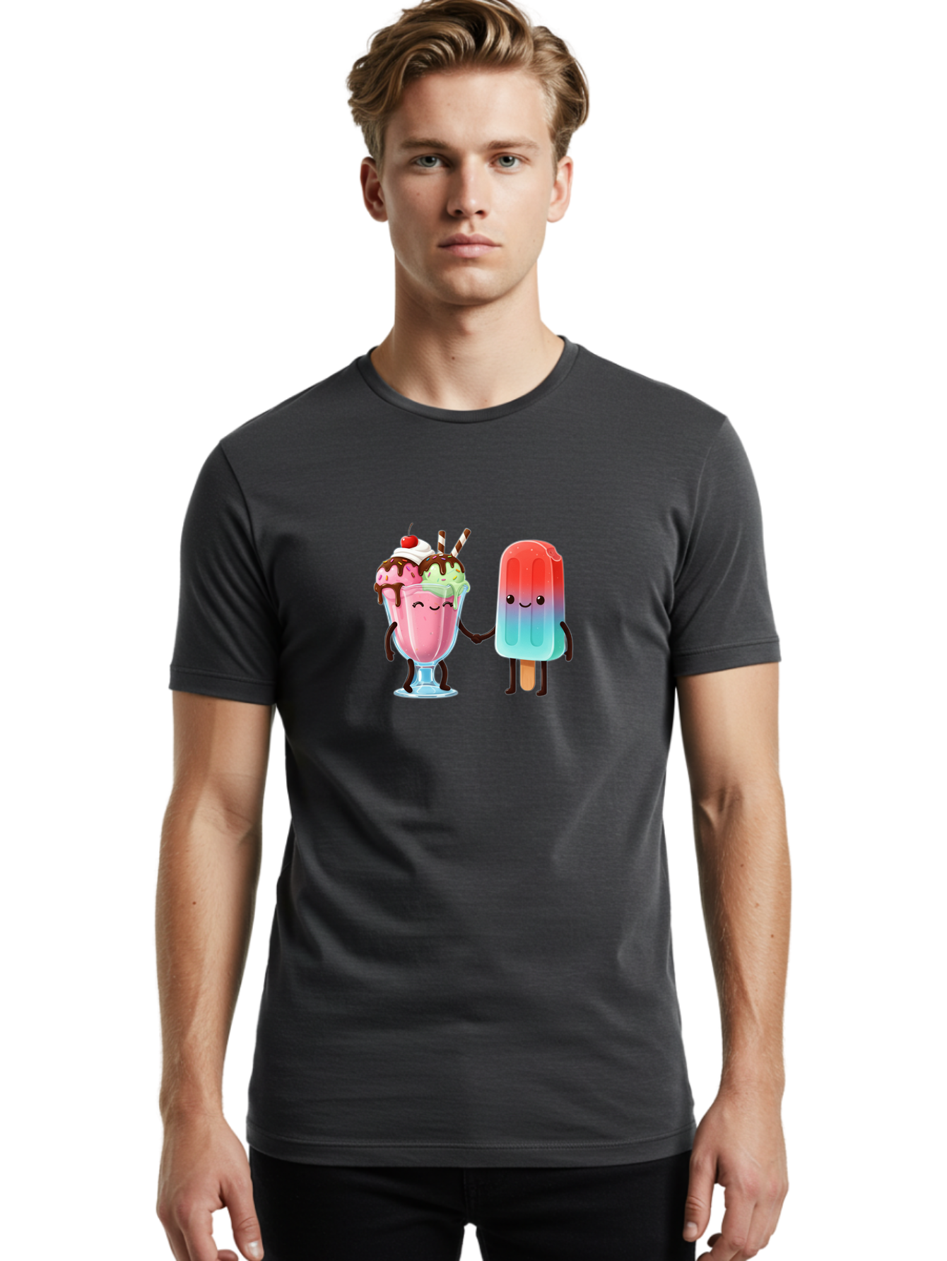 Ice-Cream-Friends-1 Men'S Graphic Tee, 100% Cotton, Comfortable Casual Summer Wear, Machine Washable, Vintage Camera, Old Camera, Antique Camera, Black Camera, Classic Photography, Photography Equipment, Nostalgic Device, Film Camera, Baj508