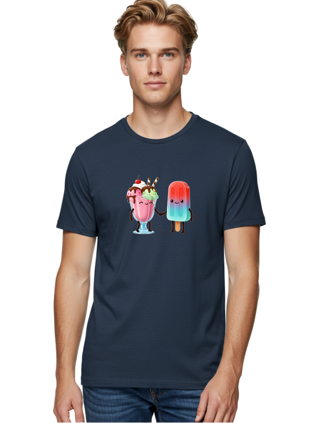 Ice-Cream-Friends-1 Men'S Graphic Tee, 100% Cotton, Comfortable Casual Summer Wear, Machine Washable, Vintage Camera, Old Camera, Antique Camera, Black Camera, Classic Photography, Photography Equipment, Nostalgic Device, Film Camera, Baj508