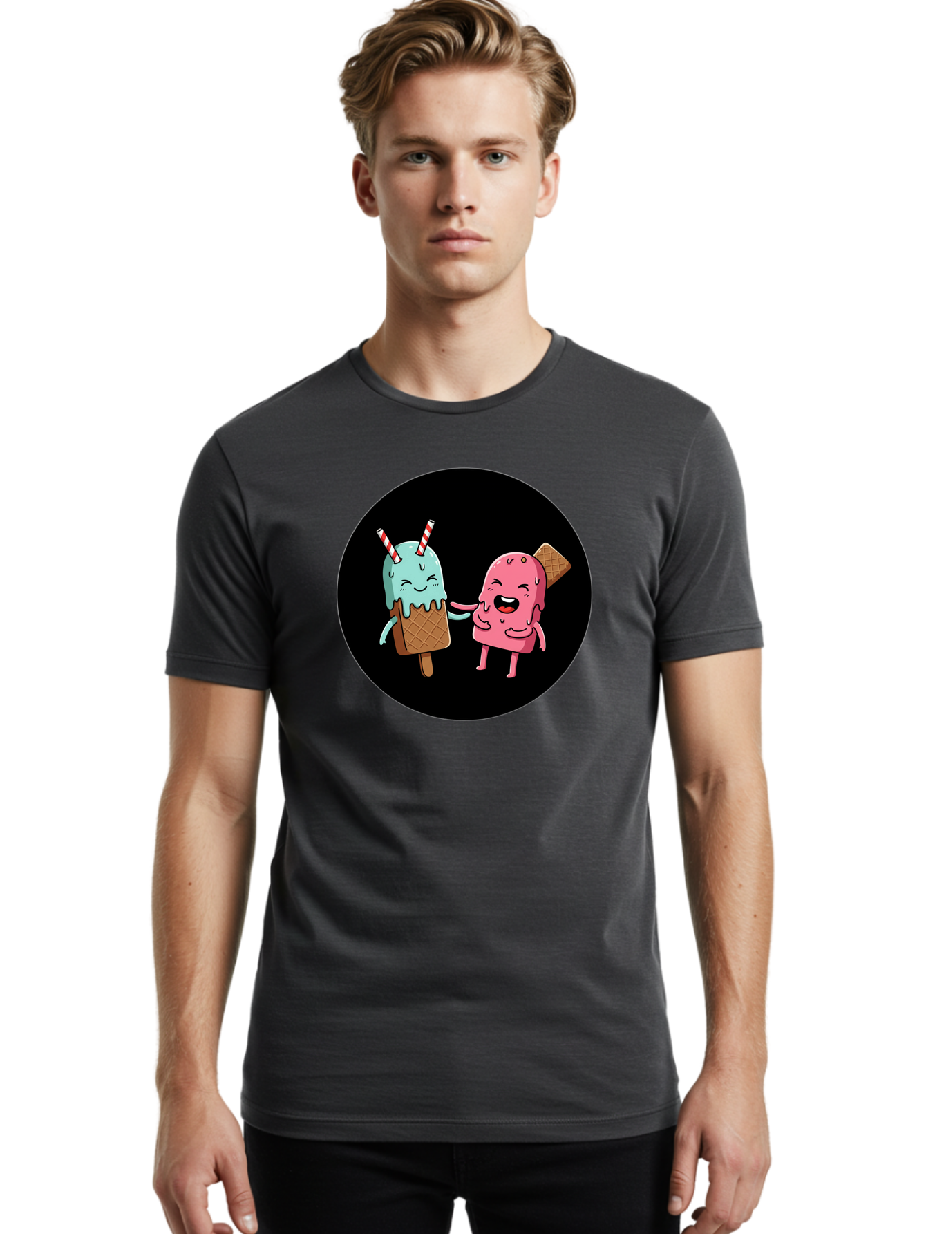 Ice-Cream-Friends Men'S Graphic Tee, 100% Cotton, Comfortable Casual Summer Wear, Machine Washable, Vintage Camera, Old Camera, Antique Camera, Black Camera, Classic Photography, Photography Equipment, Nostalgic Device, Film Camera, Camera Art Baj509