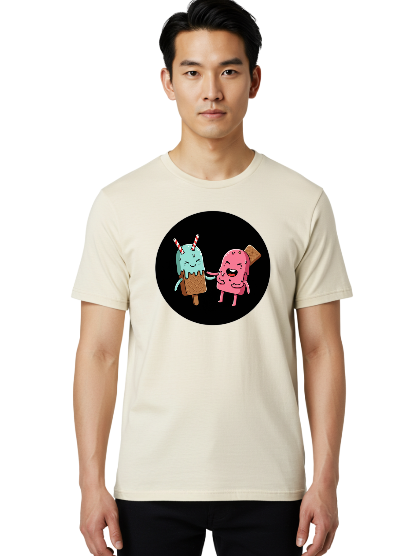 Ice-Cream-Friends Men'S Graphic Tee, 100% Cotton, Comfortable Casual Summer Wear, Machine Washable, Vintage Camera, Old Camera, Antique Camera, Black Camera, Classic Photography, Photography Equipment, Nostalgic Device, Film Camera, Camera Art Baj509