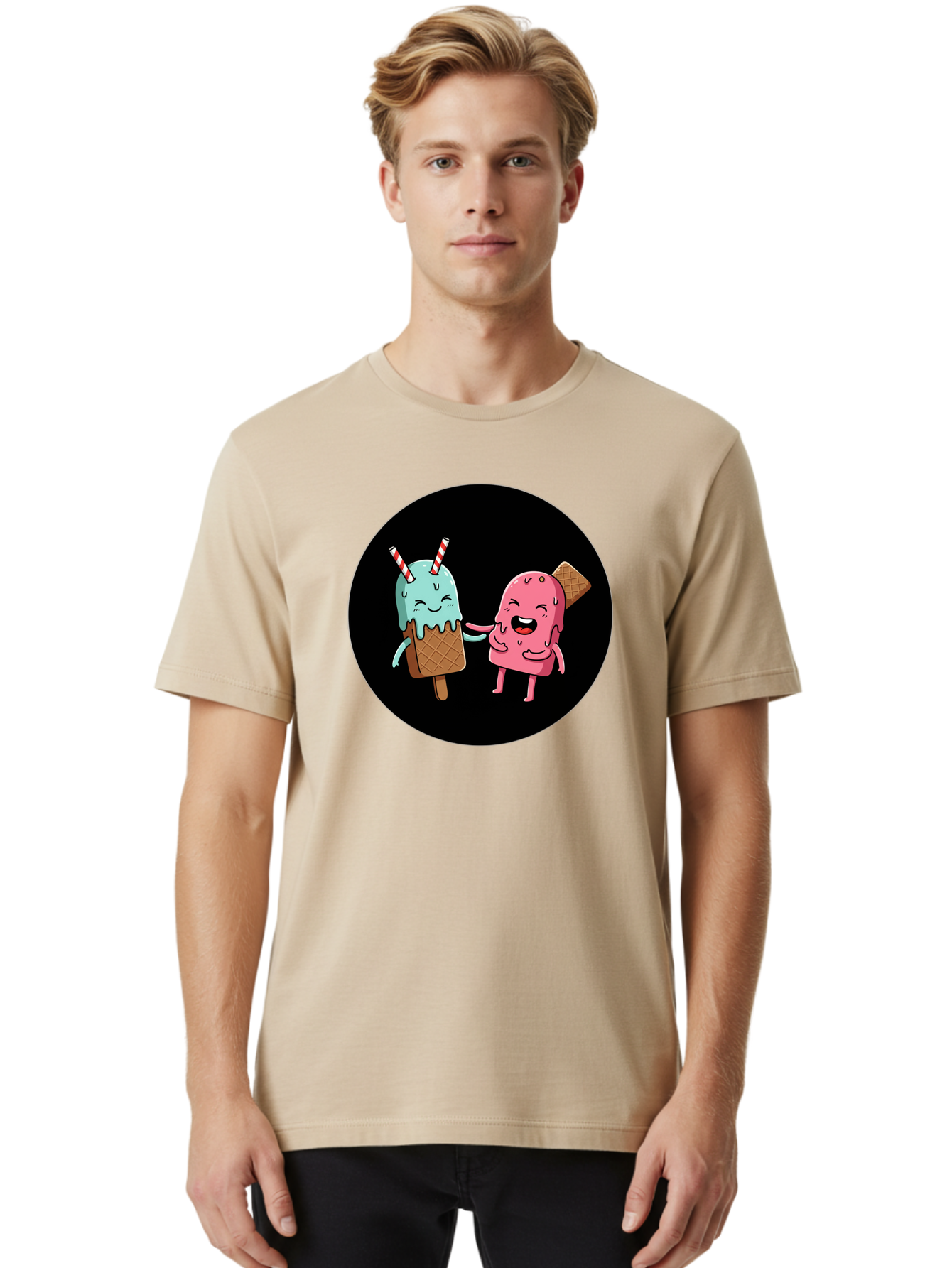 Ice-Cream-Friends Men'S Graphic Tee, 100% Cotton, Comfortable Casual Summer Wear, Machine Washable, Vintage Camera, Old Camera, Antique Camera, Black Camera, Classic Photography, Photography Equipment, Nostalgic Device, Film Camera, Camera Art Baj509