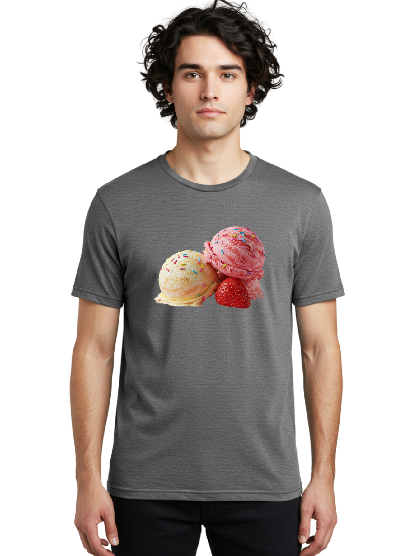 Ice-Cream-Scoops-With-Sprinkles Men'S Graphic Tee, 100% Cotton, Comfortable Casual Summer Wear, Machine Washable, Vintage Camera, Old Camera, Antique Camera, Black Camera, Classic Photography, Photography Equipment, Nostalgic Device, Baj510
