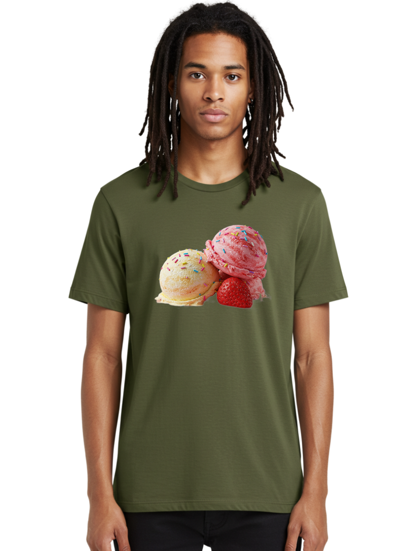 Ice-Cream-Scoops-With-Sprinkles Men'S Graphic Tee, 100% Cotton, Comfortable Casual Summer Wear, Machine Washable, Vintage Camera, Old Camera, Antique Camera, Black Camera, Classic Photography, Photography Equipment, Nostalgic Device, Baj510