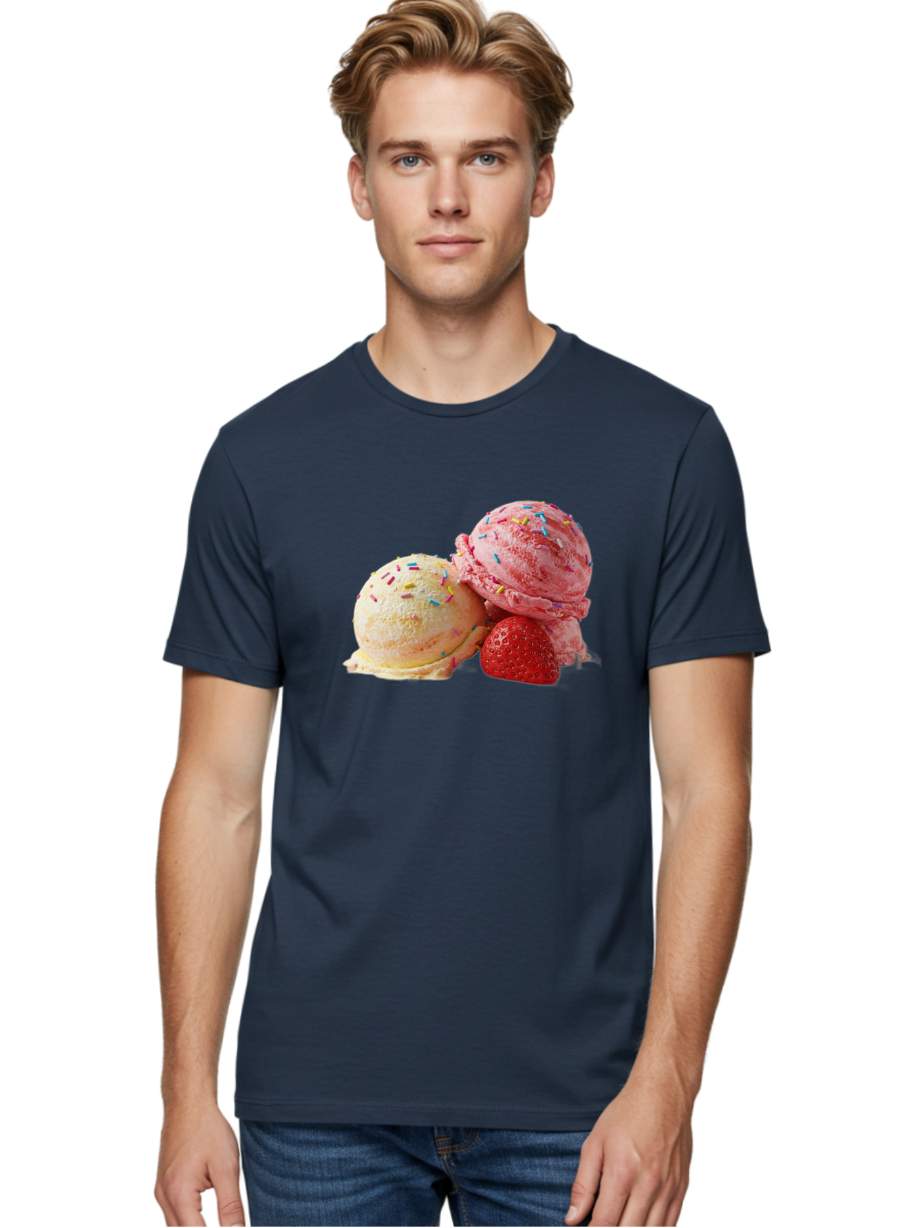 Ice-Cream-Scoops-With-Sprinkles Men'S Graphic Tee, 100% Cotton, Comfortable Casual Summer Wear, Machine Washable, Vintage Camera, Old Camera, Antique Camera, Black Camera, Classic Photography, Photography Equipment, Nostalgic Device, Baj510