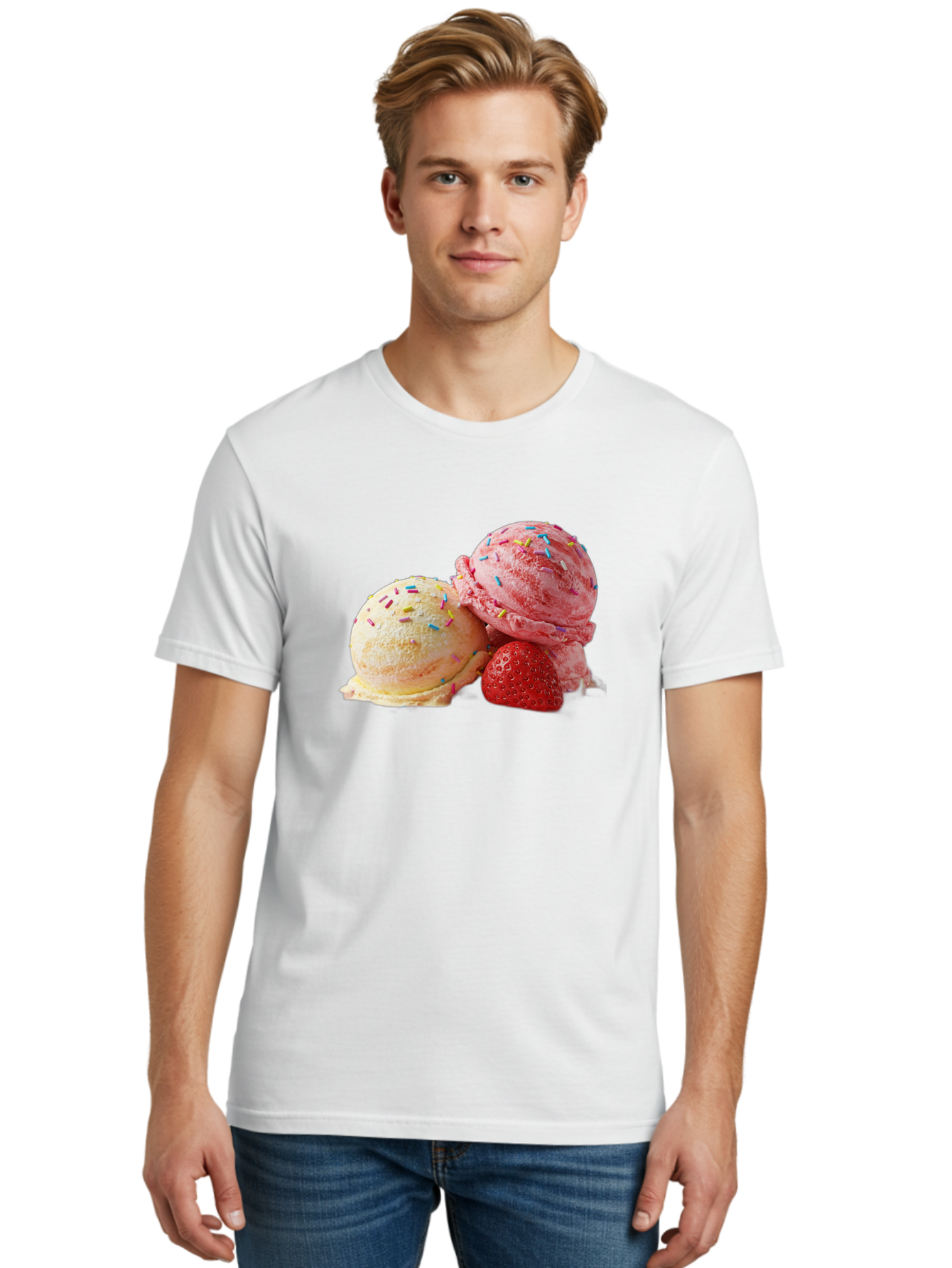 Ice-Cream-Scoops-With-Sprinkles Men'S Graphic Tee, 100% Cotton, Comfortable Casual Summer Wear, Machine Washable, Vintage Camera, Old Camera, Antique Camera, Black Camera, Classic Photography, Photography Equipment, Nostalgic Device, Baj510