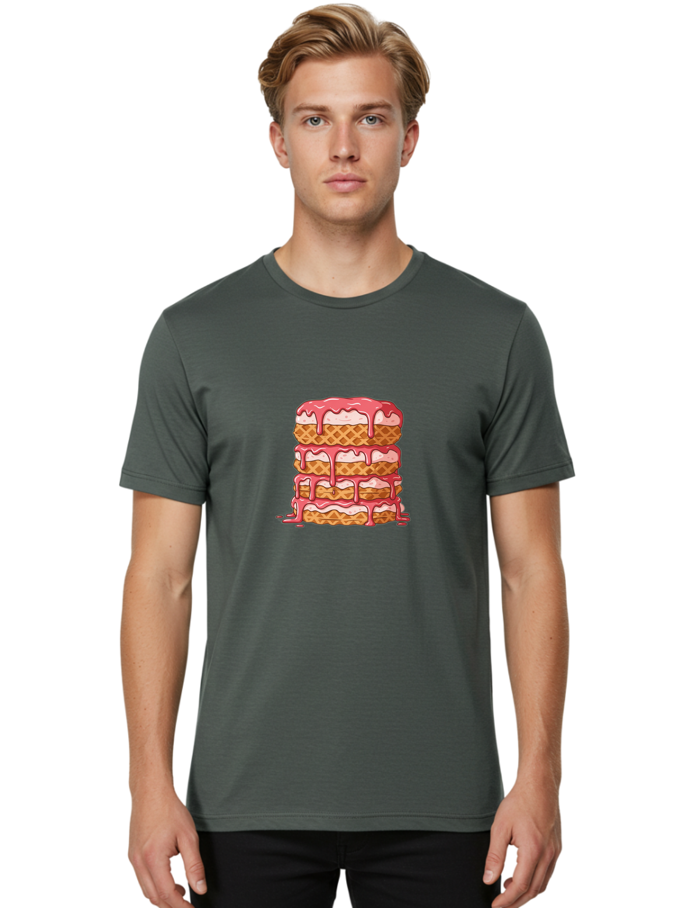 Ice-Cream-Waffle-Sandwich Men'S Graphic Tee, 100% Cotton, Comfortable Casual Summer Wear, Machine Washable, Vintage Camera, Old Camera, Antique Camera, Black Camera, Classic Photography, Photography Equipment, Nostalgic Device, Film Camera, Baj511