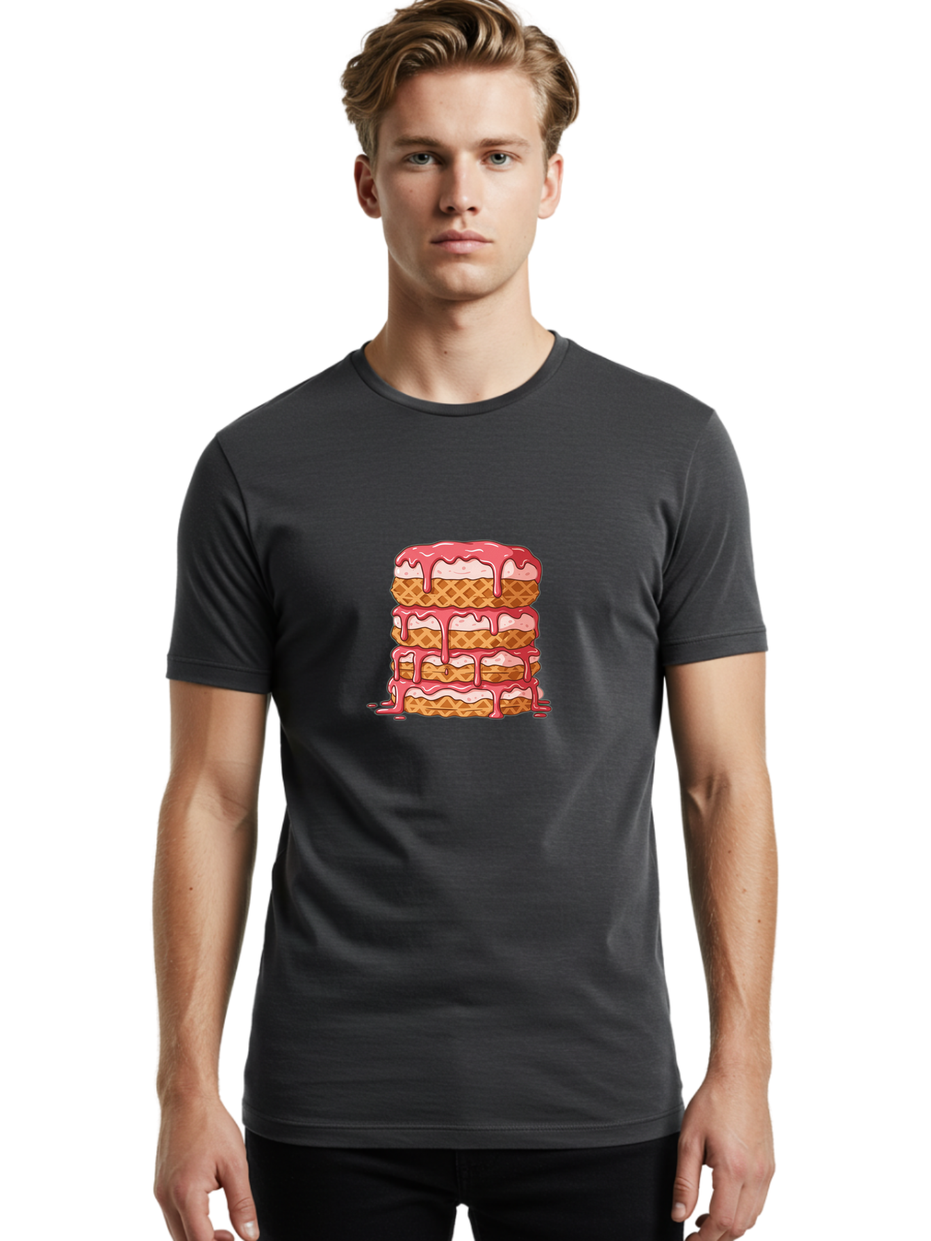 Ice-Cream-Waffle-Sandwich Men'S Graphic Tee, 100% Cotton, Comfortable Casual Summer Wear, Machine Washable, Vintage Camera, Old Camera, Antique Camera, Black Camera, Classic Photography, Photography Equipment, Nostalgic Device, Film Camera, Baj511