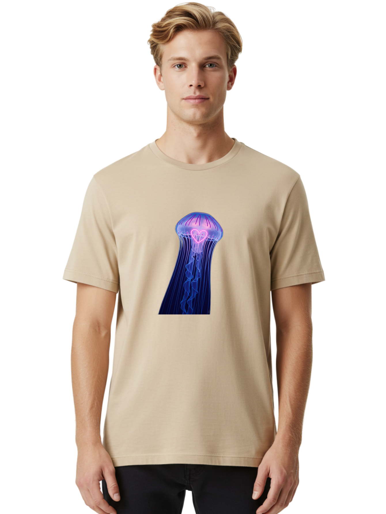 Jellyfish-Heart Men'S Graphic Tee, 100% Cotton, Comfortable Casual Summer Wear, Machine Washable, Vintage Camera, Old Camera, Antique Camera, Black Camera, Classic Photography, Photography Equipment, Nostalgic Device, Film Camera, Camera Art Baj523