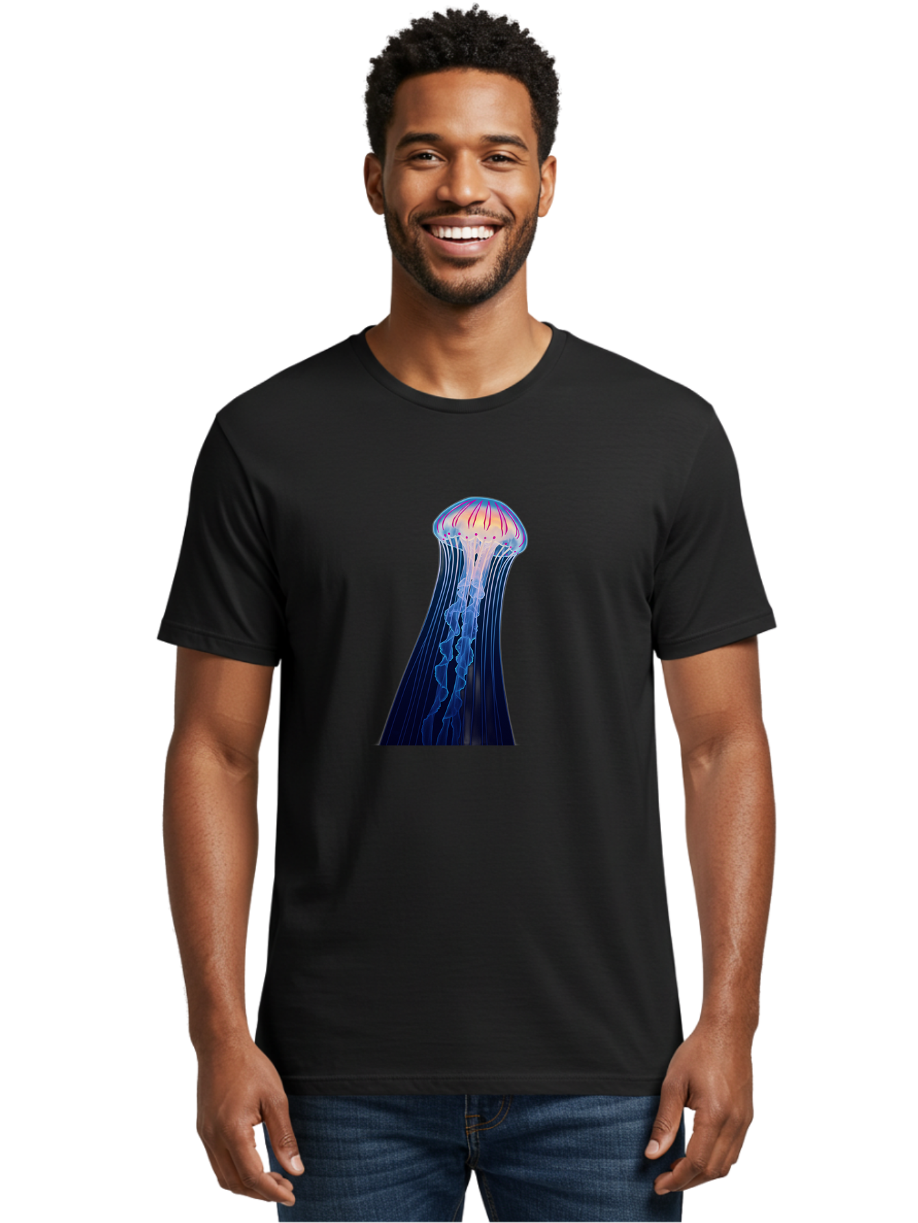 Jellyfish-Illustration Men'S Graphic Tee, 100% Cotton, Comfortable Casual Summer Wear, Machine Washable, Vintage Camera, Old Camera, Antique Camera, Black Camera, Classic Photography, Photography Equipment, Nostalgic Device, Film Camera, Baj524