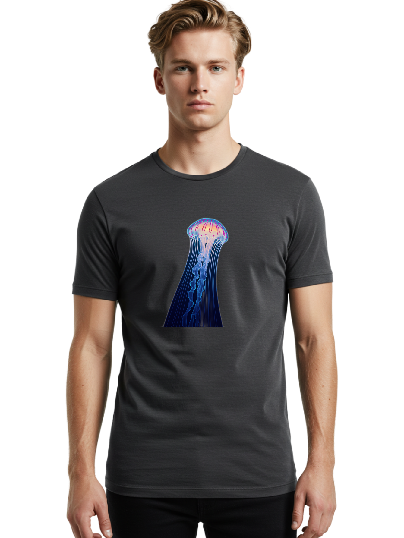 Jellyfish-Illustration Men'S Graphic Tee, 100% Cotton, Comfortable Casual Summer Wear, Machine Washable, Vintage Camera, Old Camera, Antique Camera, Black Camera, Classic Photography, Photography Equipment, Nostalgic Device, Film Camera, Baj524