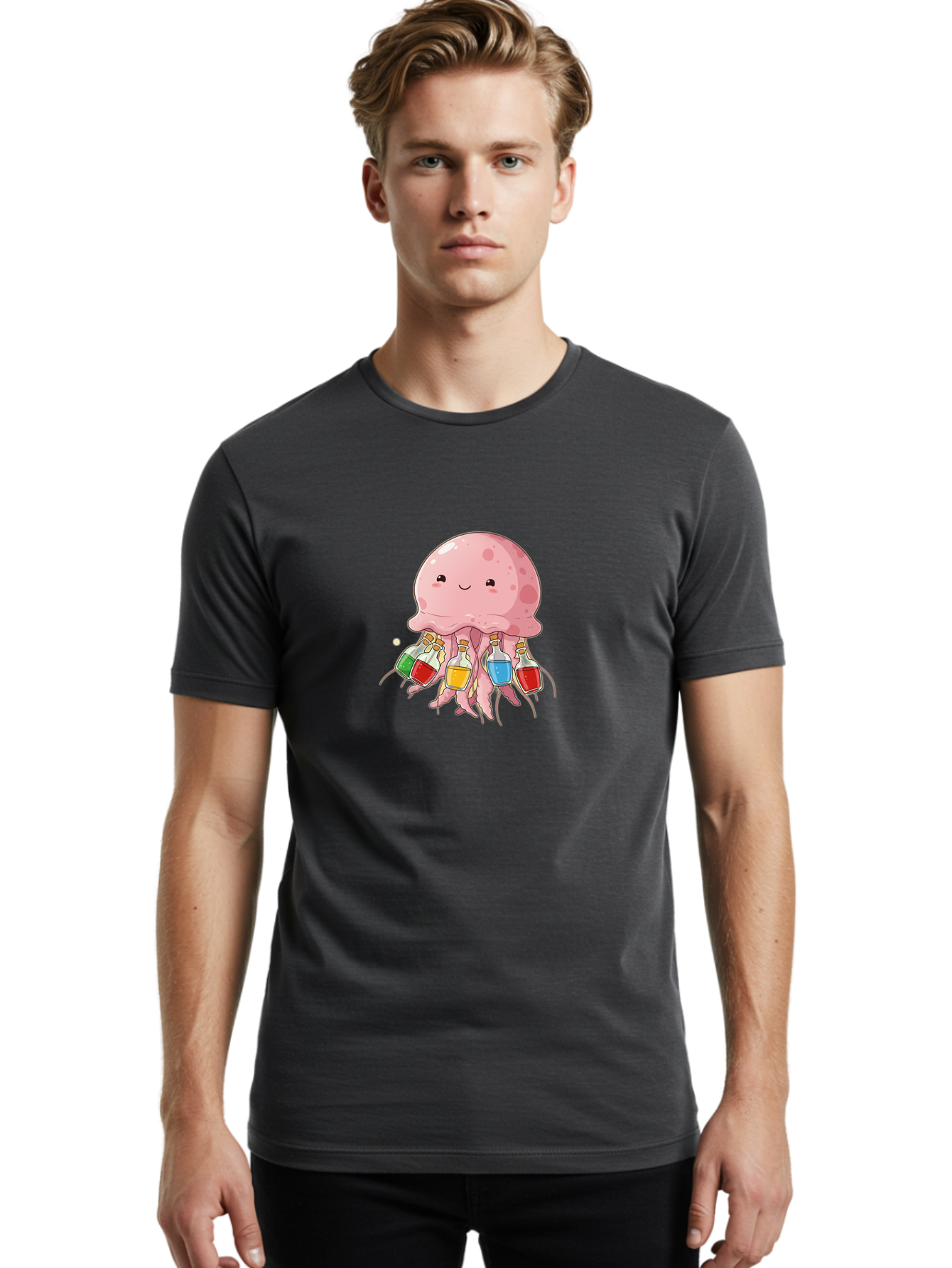 Jellyfish-With-Potion-Bottles Men'S Graphic Tee, 100% Cotton, Comfortable Casual Summer Wear, Machine Washable, Vintage Camera, Old Camera, Antique Camera, Black Camera, Classic Photography, Photography Equipment, Nostalgic Device, Baj528