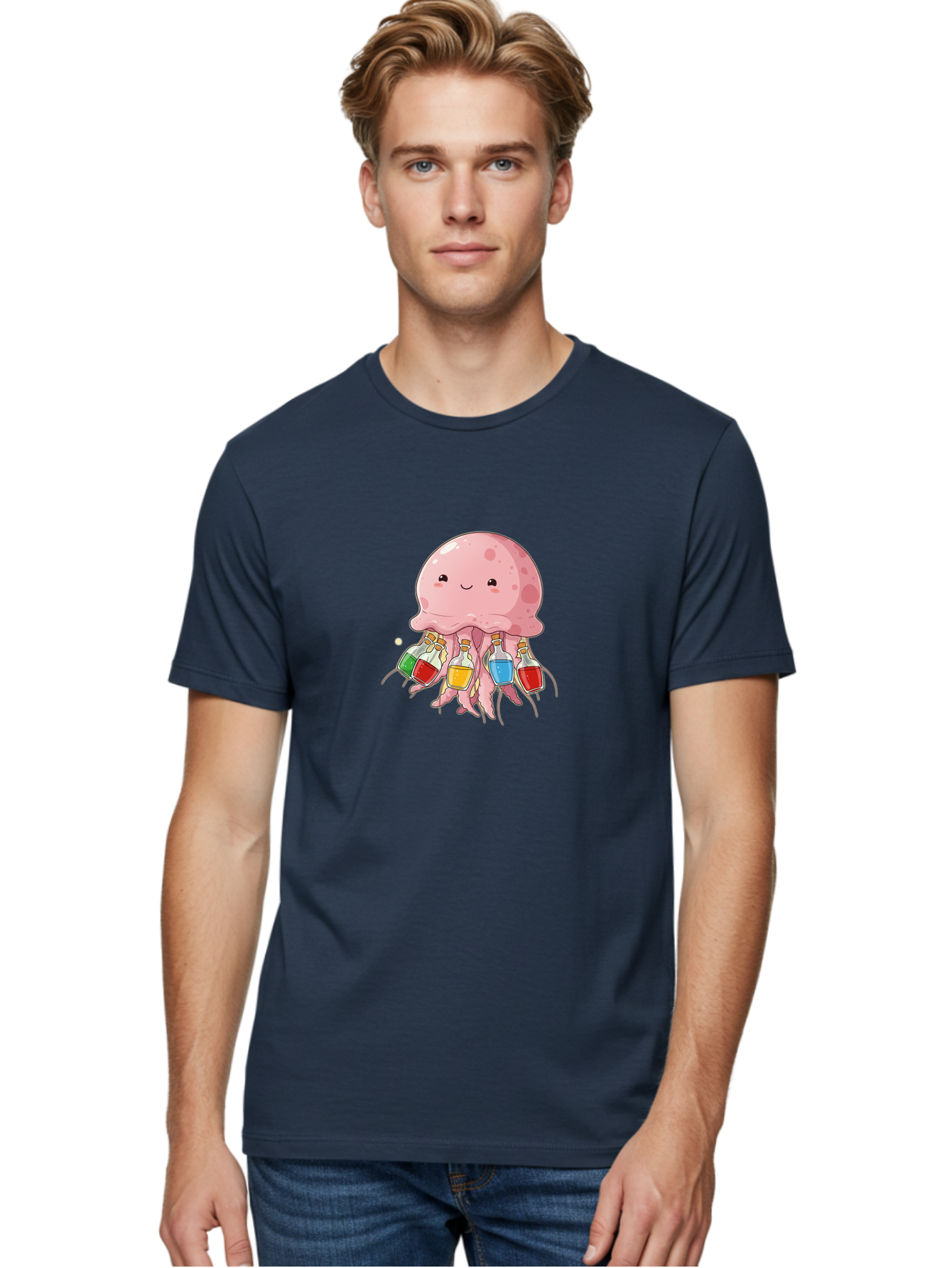 Jellyfish-With-Potion-Bottles Men'S Graphic Tee, 100% Cotton, Comfortable Casual Summer Wear, Machine Washable, Vintage Camera, Old Camera, Antique Camera, Black Camera, Classic Photography, Photography Equipment, Nostalgic Device, Baj528