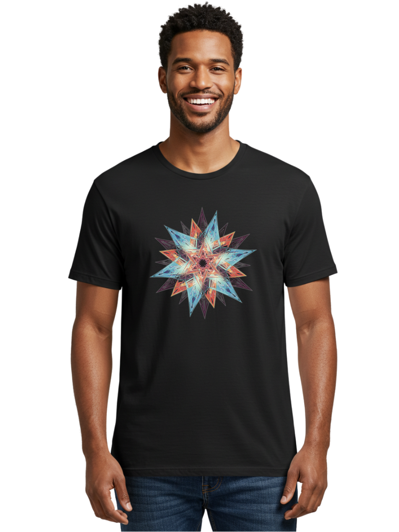 Kaleidoscope-Star Men'S Graphic Tee, 100% Cotton, Comfortable Casual Summer Wear, Machine Washable, Vintage Camera, Old Camera, Antique Camera, Black Camera, Classic Photography, Photography Equipment, Nostalgic Device, Film Camera, Camera Art Baj530