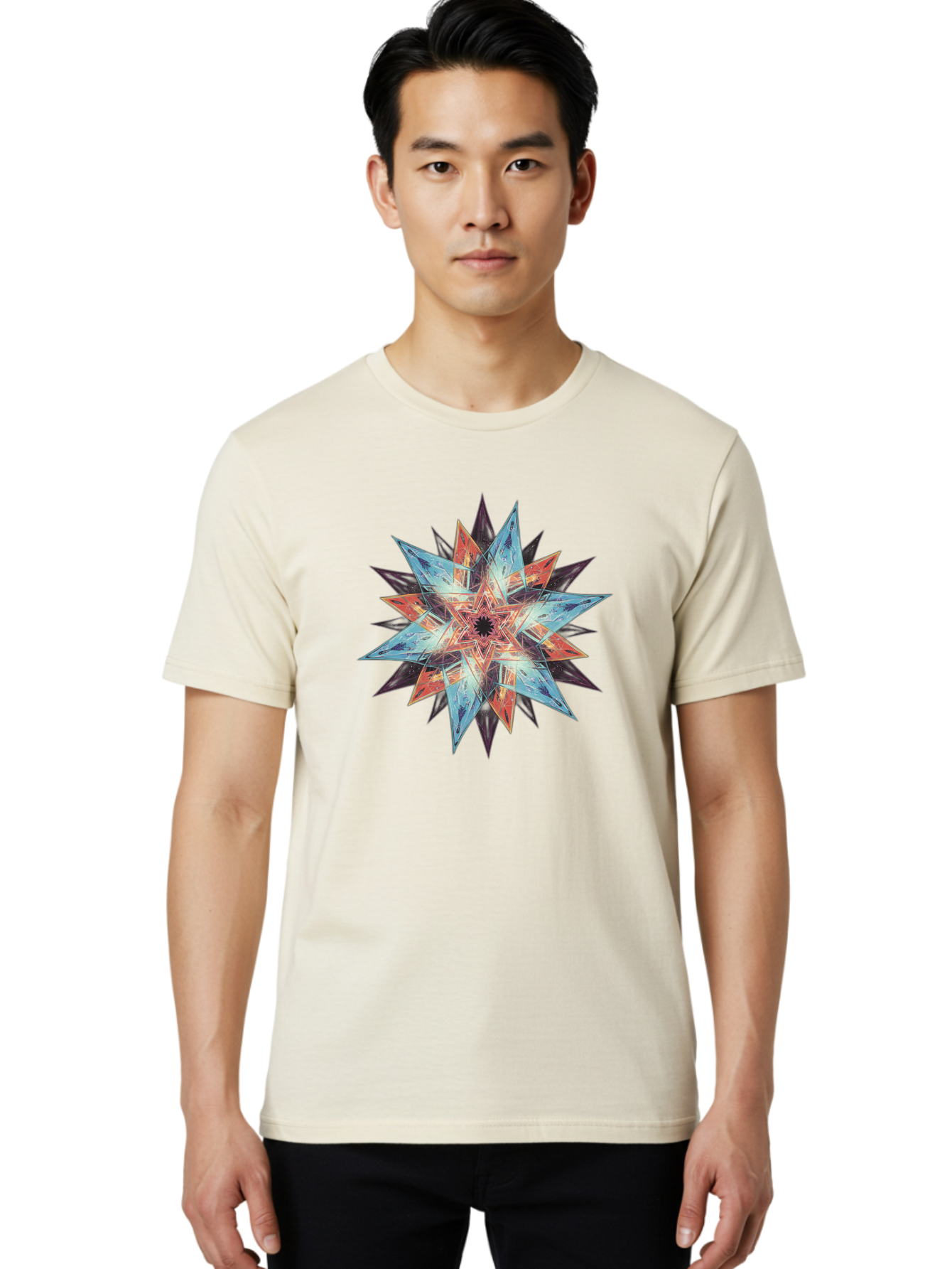 Kaleidoscope-Star Men'S Graphic Tee, 100% Cotton, Comfortable Casual Summer Wear, Machine Washable, Vintage Camera, Old Camera, Antique Camera, Black Camera, Classic Photography, Photography Equipment, Nostalgic Device, Film Camera, Camera Art Baj530