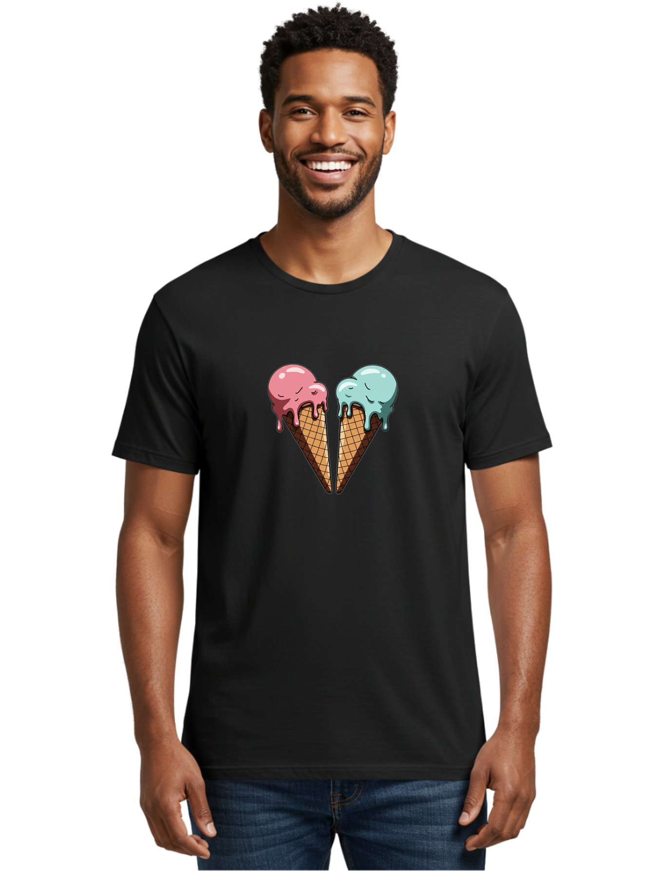 Kissing-Ice-Cream-Cones Men'S Graphic Tee, 100% Cotton, Comfortable Casual Summer Wear, Machine Washable, Vintage Camera, Old Camera, Antique Camera, Black Camera, Classic Photography, Photography Equipment, Nostalgic Device, Film Camera, Baj533