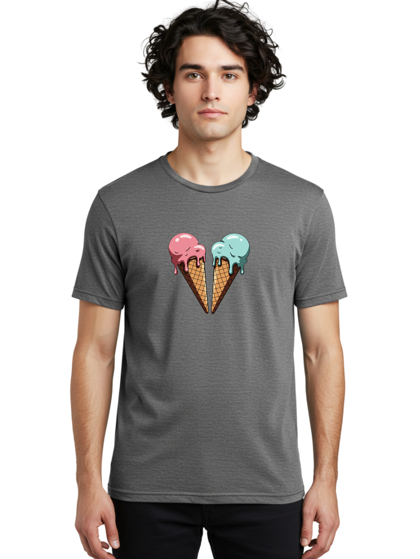 Kissing-Ice-Cream-Cones Men'S Graphic Tee, 100% Cotton, Comfortable Casual Summer Wear, Machine Washable, Vintage Camera, Old Camera, Antique Camera, Black Camera, Classic Photography, Photography Equipment, Nostalgic Device, Film Camera, Baj533
