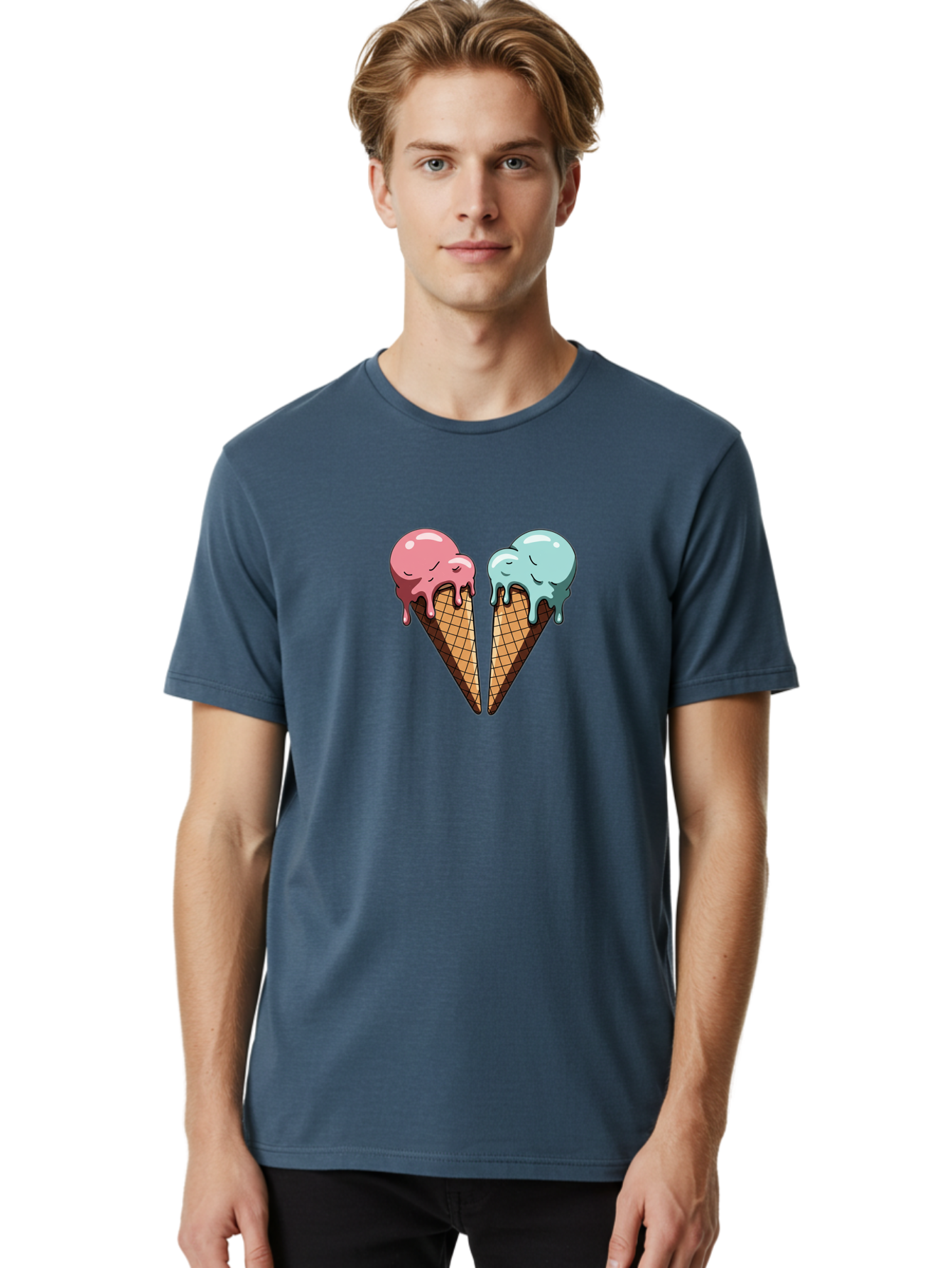 Kissing-Ice-Cream-Cones Men'S Graphic Tee, 100% Cotton, Comfortable Casual Summer Wear, Machine Washable, Vintage Camera, Old Camera, Antique Camera, Black Camera, Classic Photography, Photography Equipment, Nostalgic Device, Film Camera, Baj533