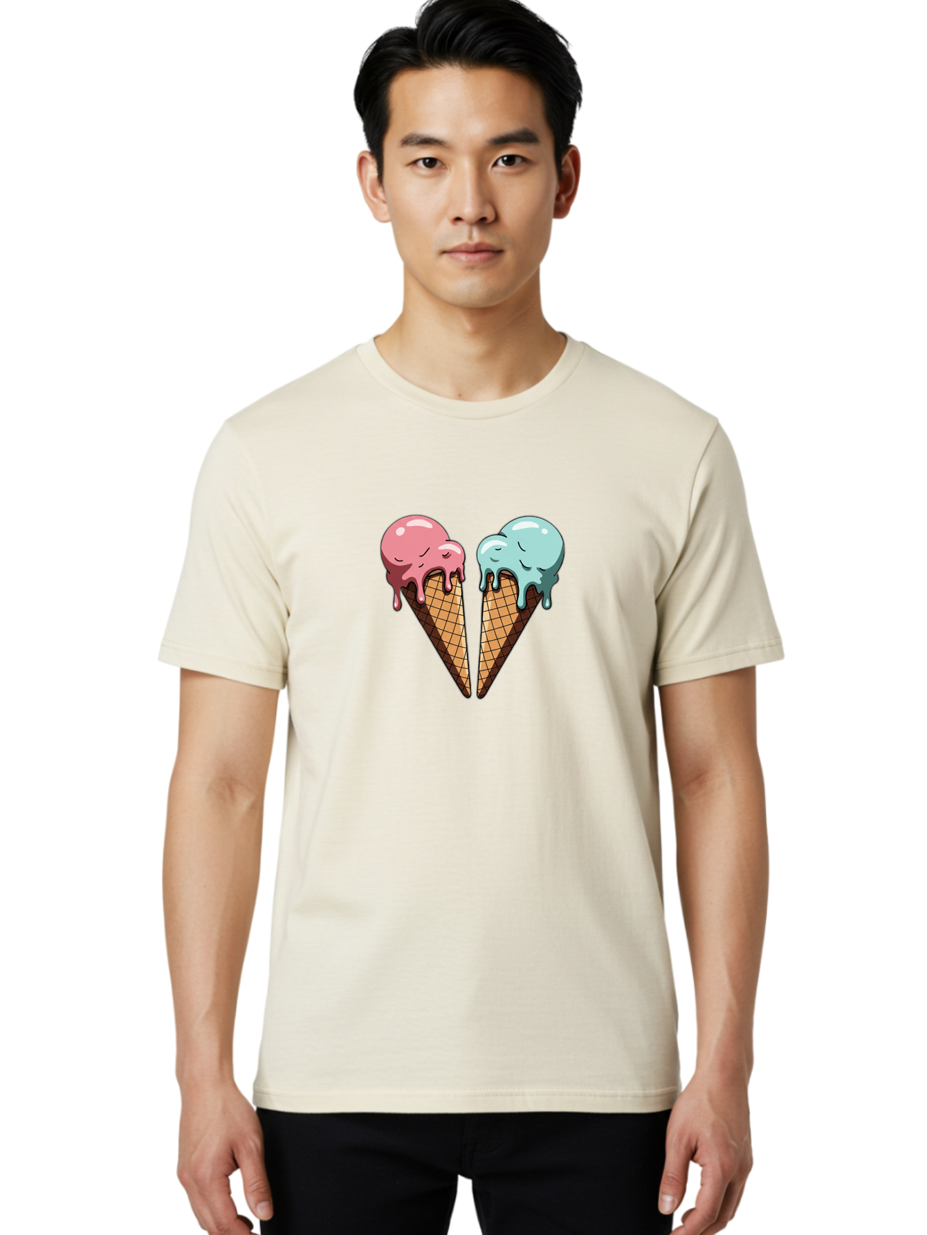 Kissing-Ice-Cream-Cones Men'S Graphic Tee, 100% Cotton, Comfortable Casual Summer Wear, Machine Washable, Vintage Camera, Old Camera, Antique Camera, Black Camera, Classic Photography, Photography Equipment, Nostalgic Device, Film Camera, Baj533