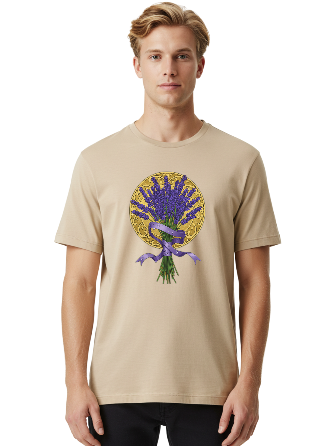 Lavender-Bouquet-Emblem Men'S Graphic Tee, 100% Cotton, Comfortable Casual Summer Wear, Machine Washable, Vintage Camera, Old Camera, Antique Camera, Black Camera, Classic Photography, Photography Equipment, Nostalgic Device, Film Camera, Baj558