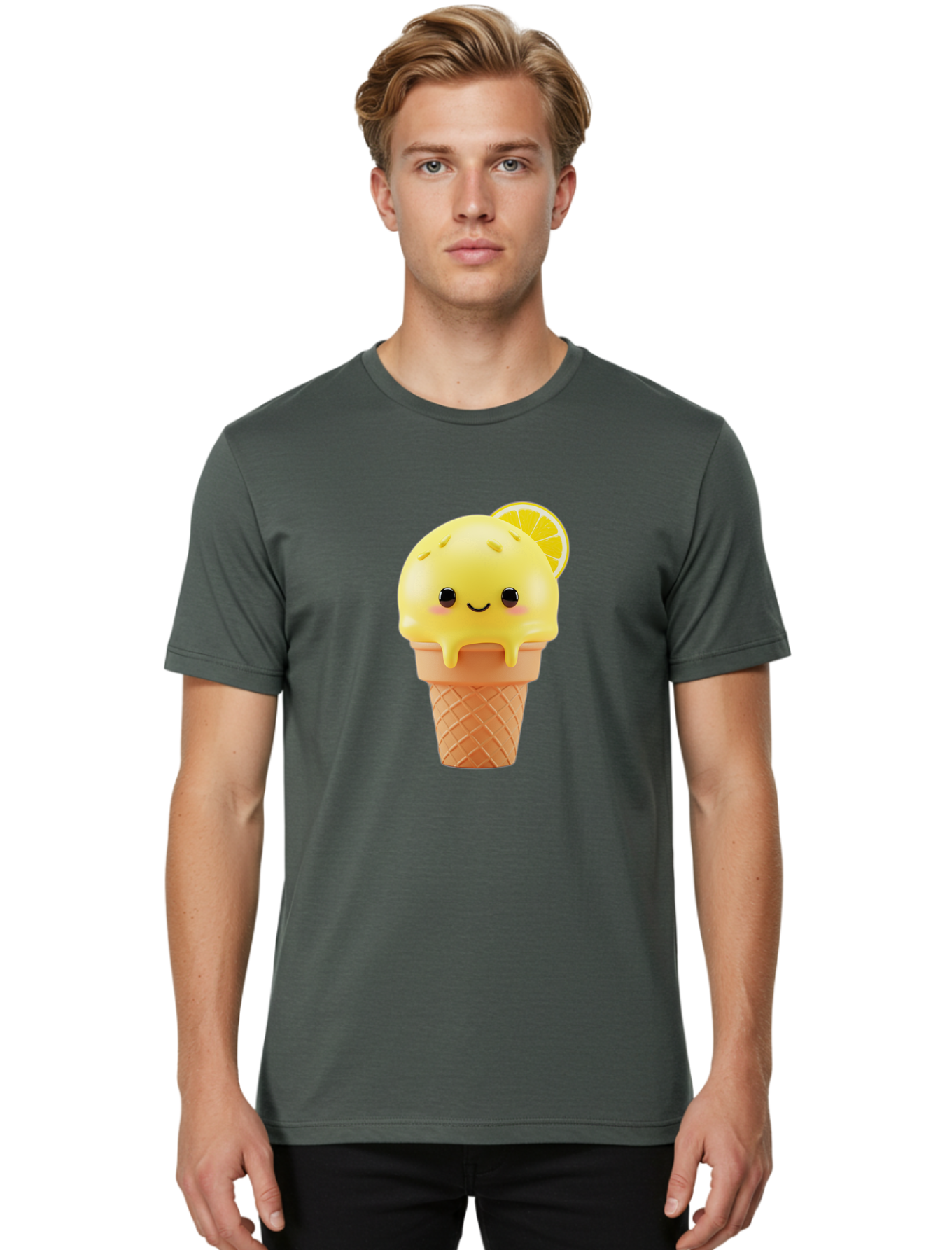 Lemon-Ice-Cream-Cone Men'S Graphic Tee, 100% Cotton, Comfortable Casual Summer Wear, Machine Washable, Vintage Camera, Old Camera, Antique Camera, Black Camera, Classic Photography, Photography Equipment, Nostalgic Device, Film Camera, Baj564